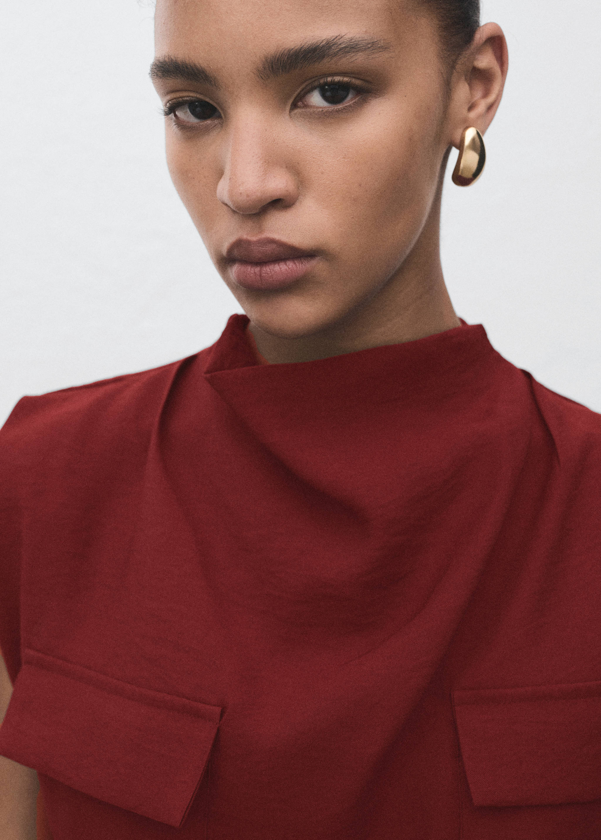 Blusa cuello drapeado cinturón - Detalle del artículo 1