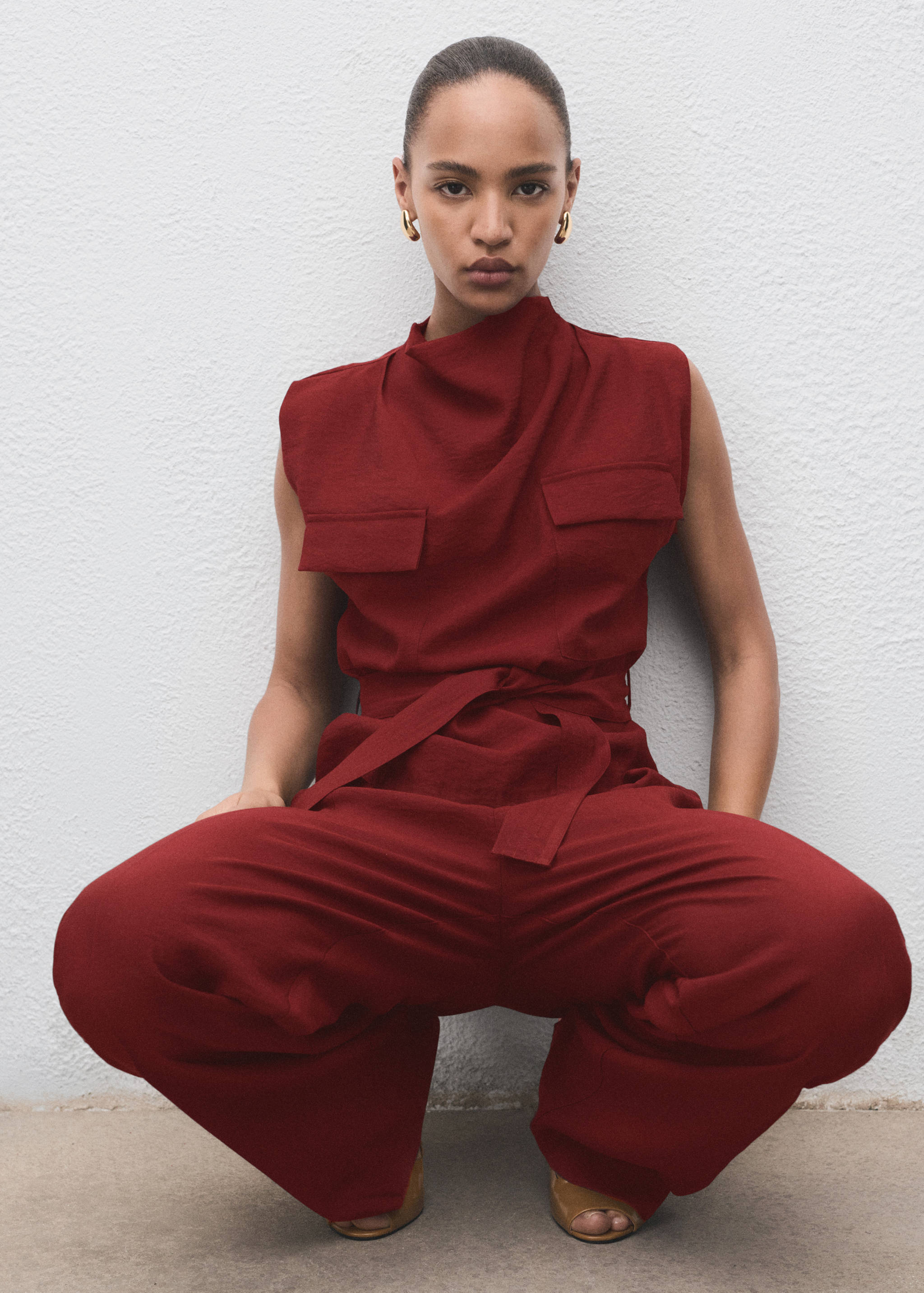 Blusa cuello drapeado cinturón - Detalle del artículo 2