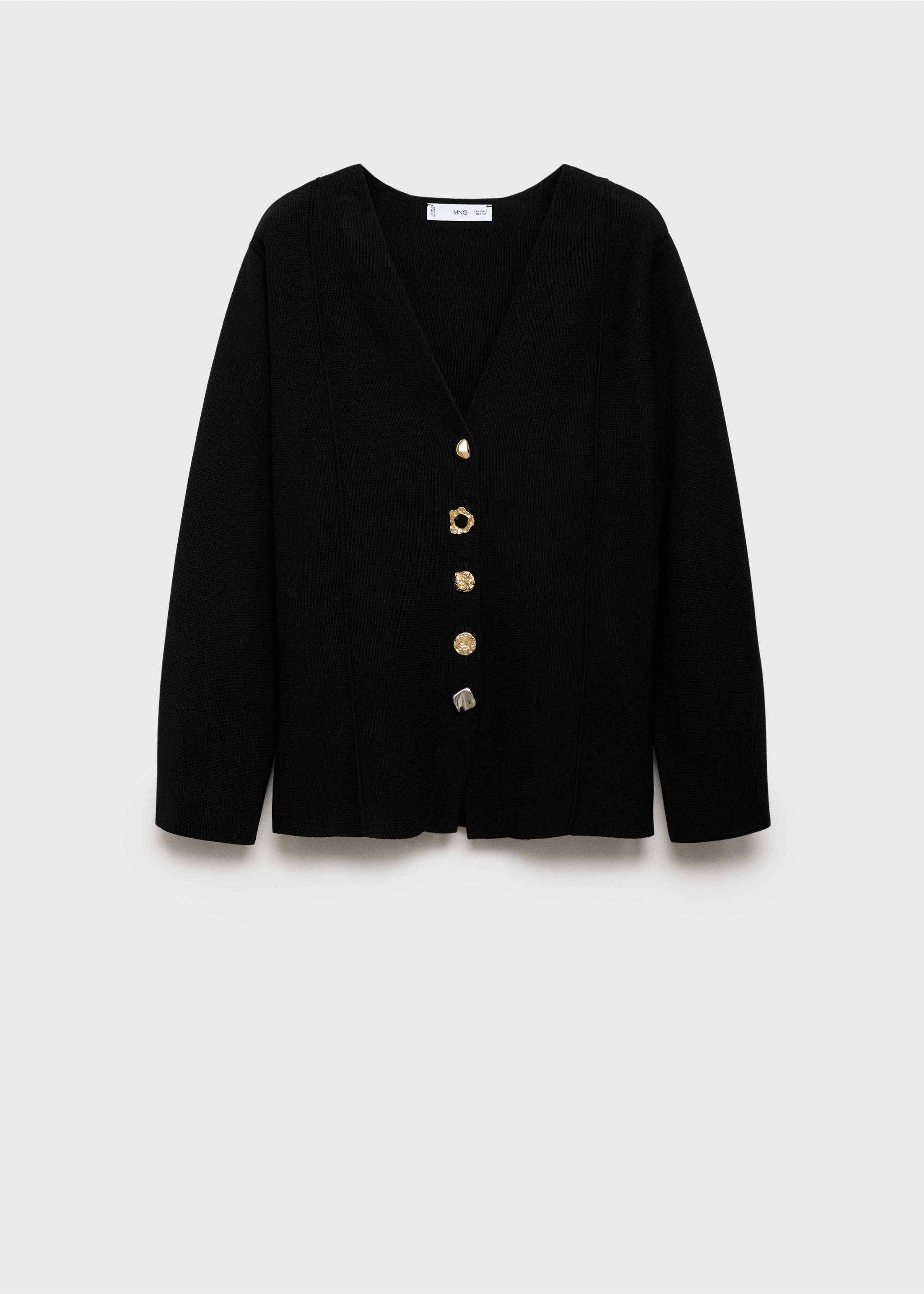 Knitted jacket with jewel buttons - Article without model, Black. Ref: 17064139-00.