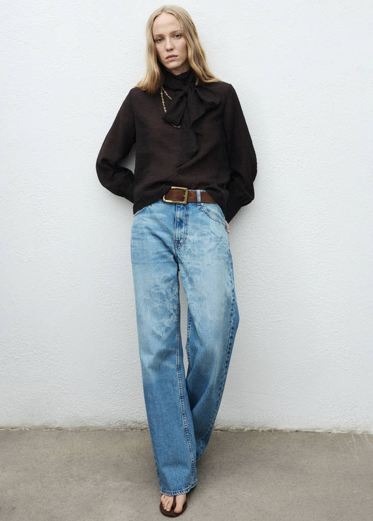 Straight-leg jeans with floral pattern — Medium Blue