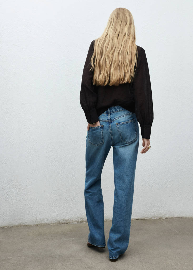 Straight-leg jeans with floral pattern — Medium Blue