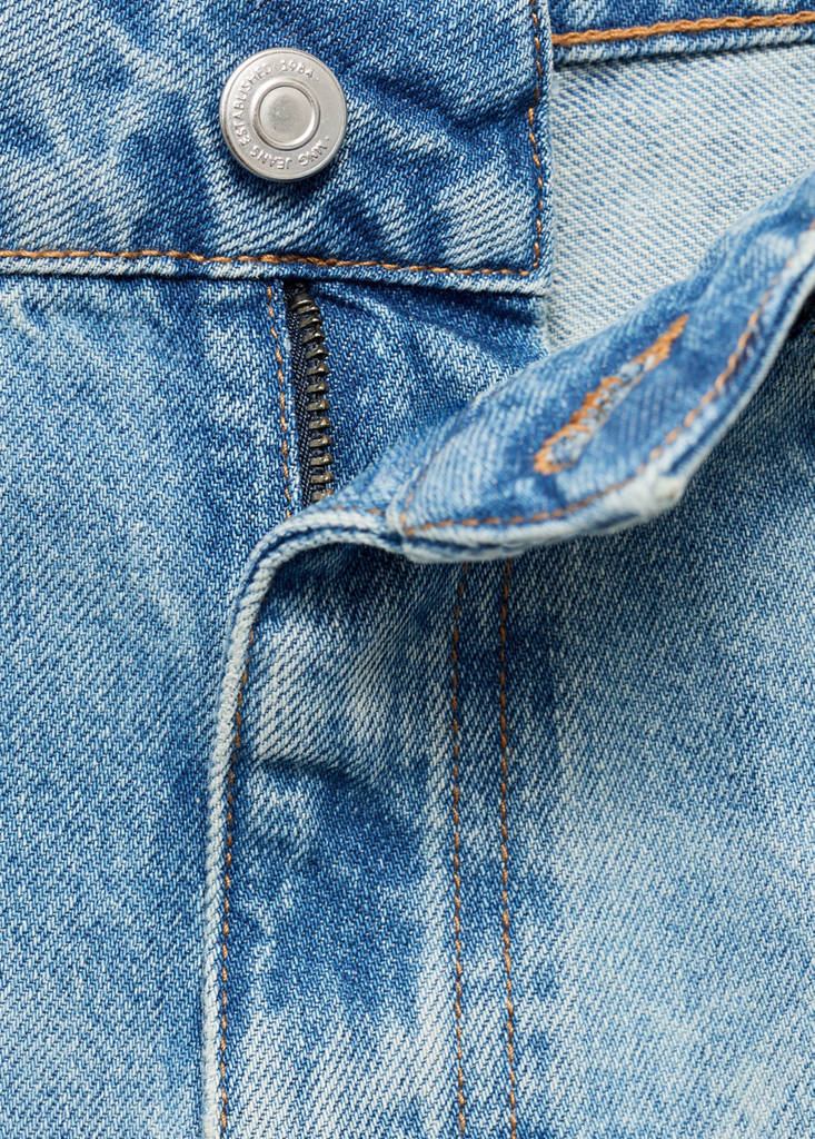 Straight-leg jeans with floral pattern — Medium Blue