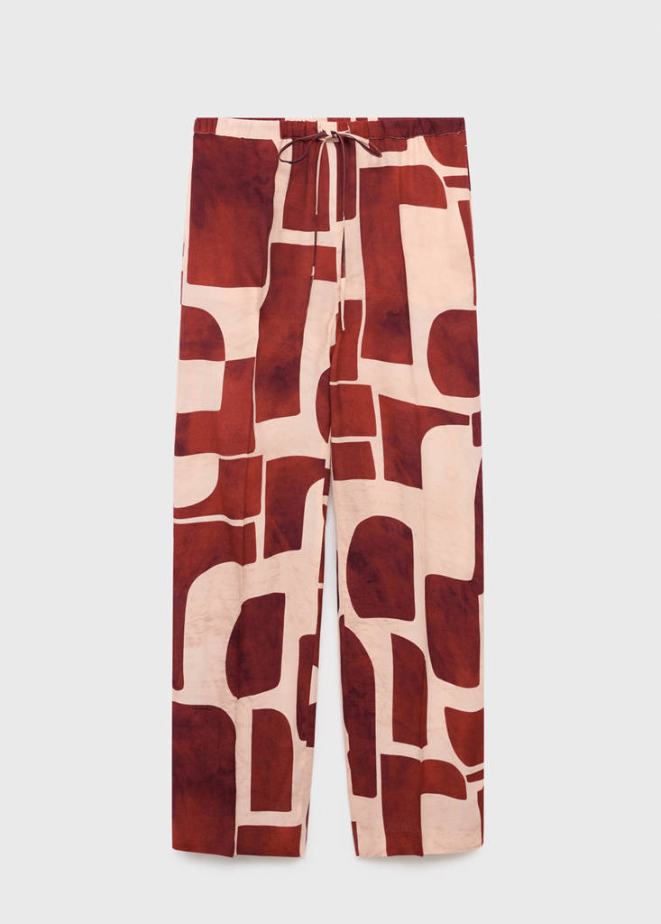 Fluid trousers with geometric pattern — Ecru