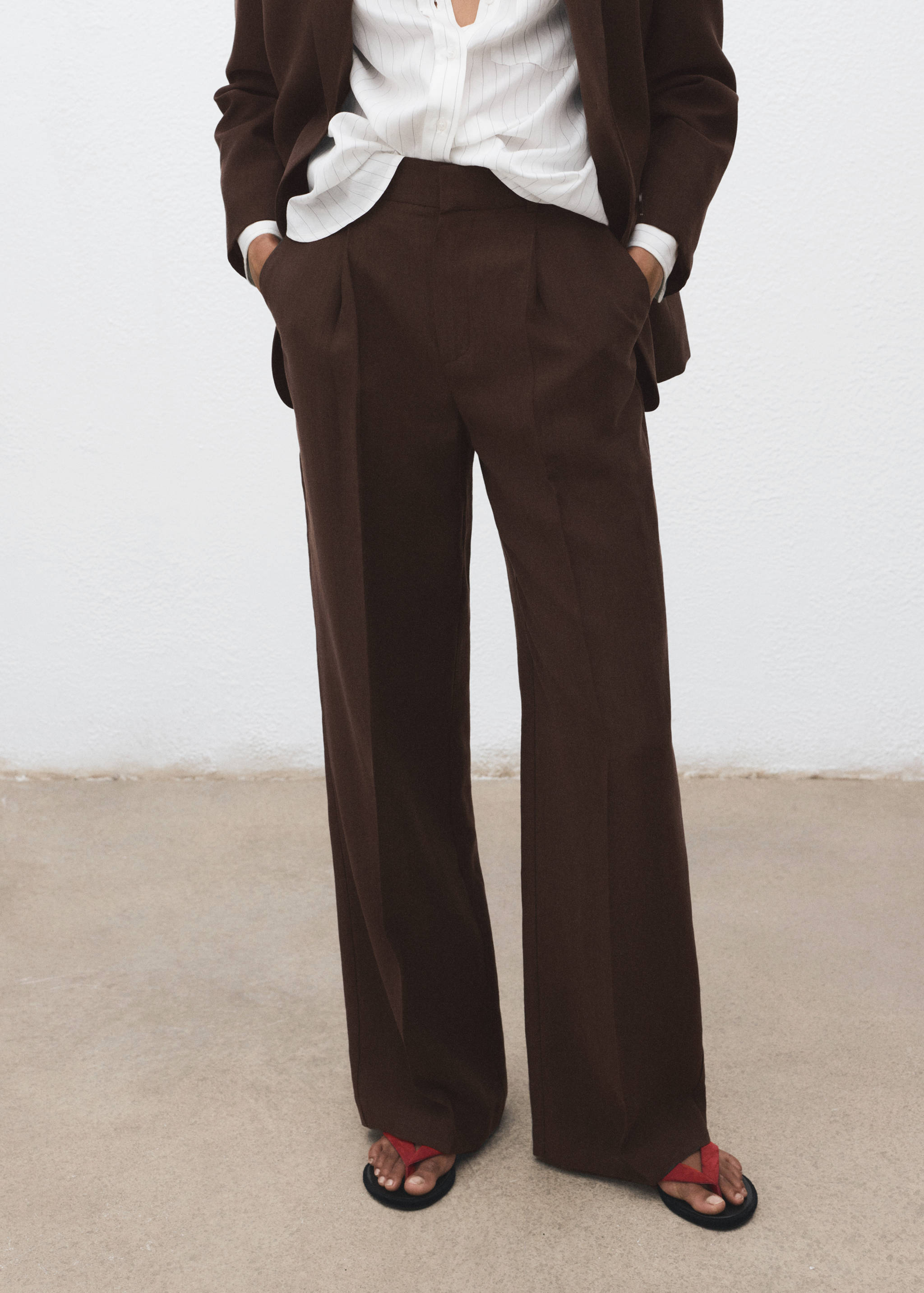 Straight lyocell suit trousers - Details of the article 1