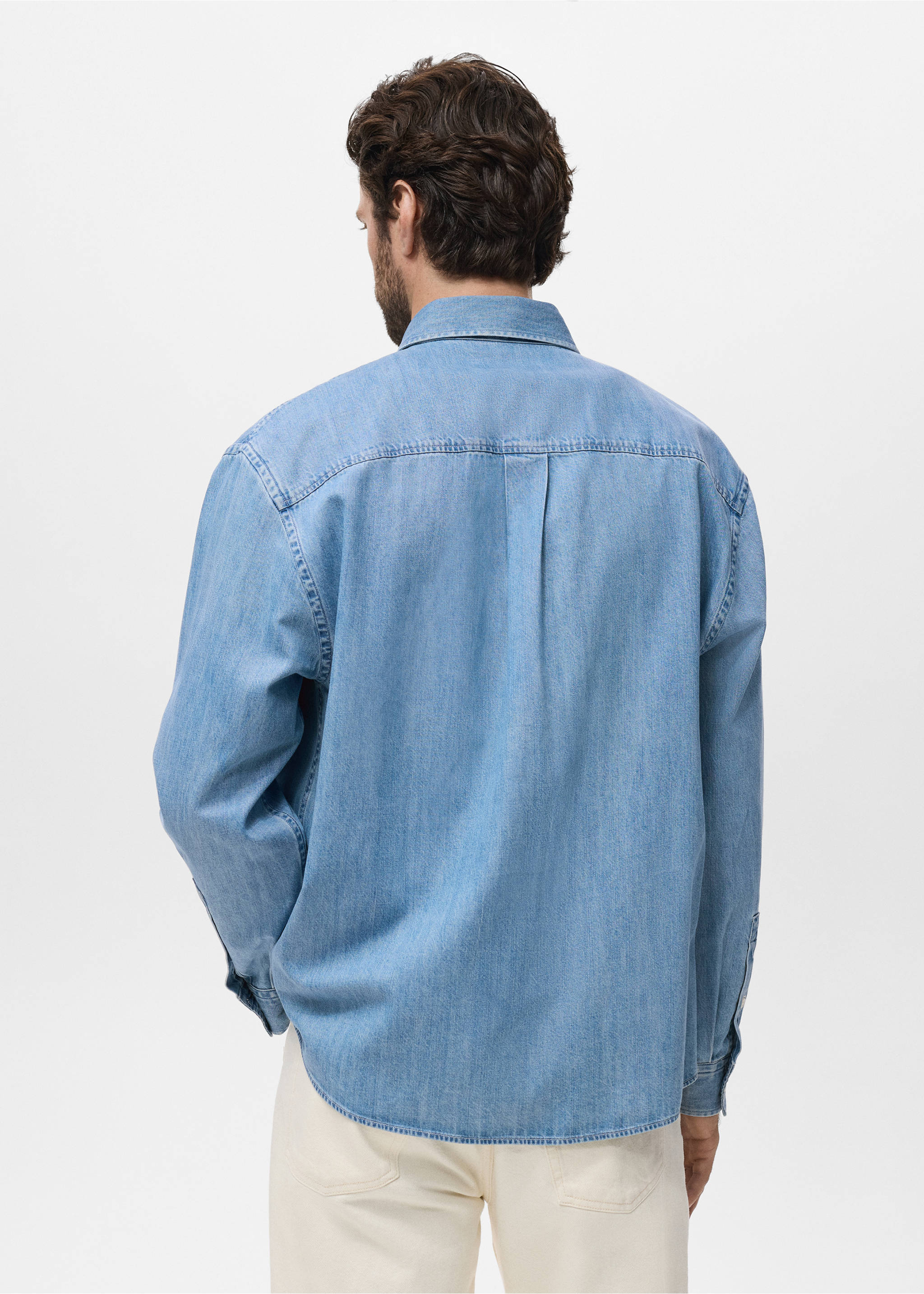 Chemise denim poche - Verso de l’article, Bleu clair. Ref: 17064416-00.