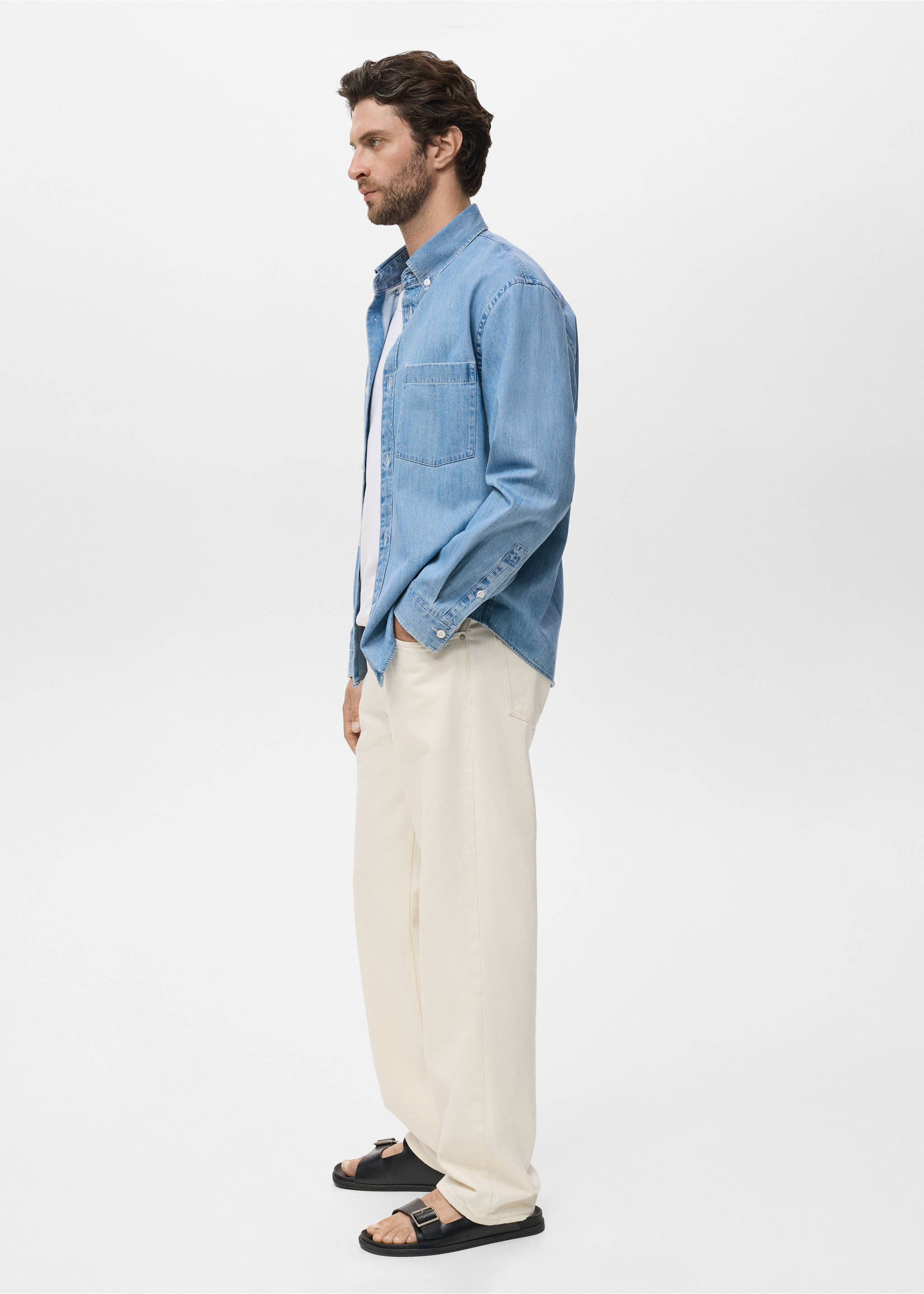 Chemise denim poche - Détail de l'article 2, Bleu clair. Ref: 17064416-00.