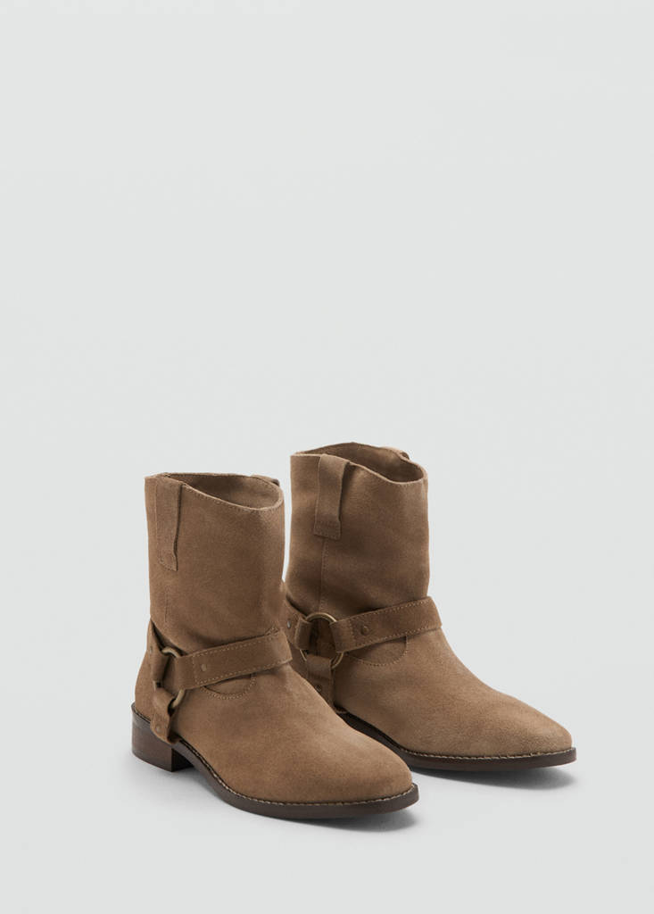 Suede cowboy ankle boots — Medium Brown