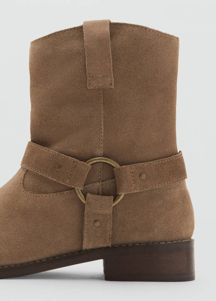 Suede cowboy ankle boots — Medium Brown