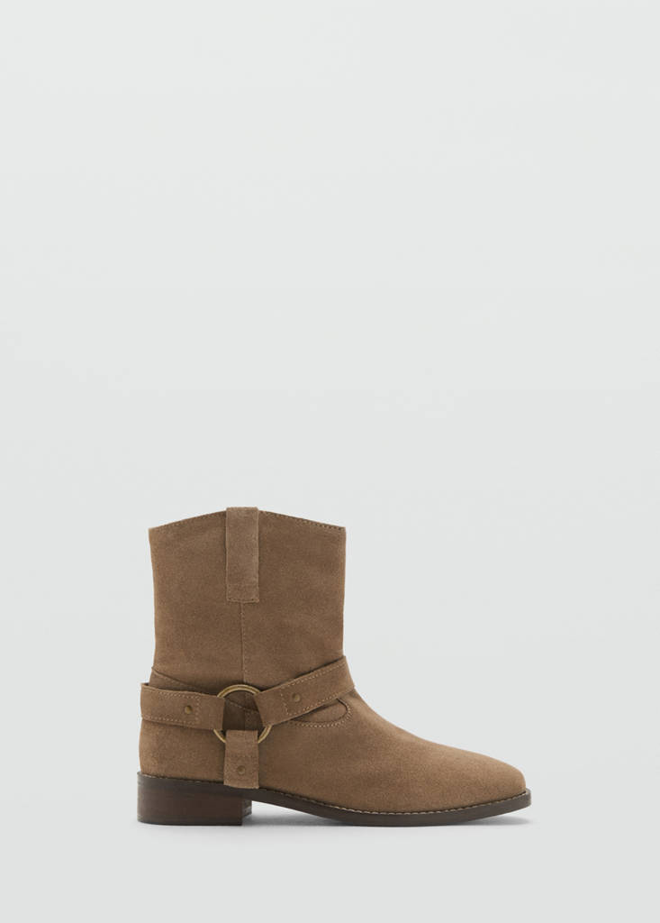Suede cowboy ankle boots — Medium Brown