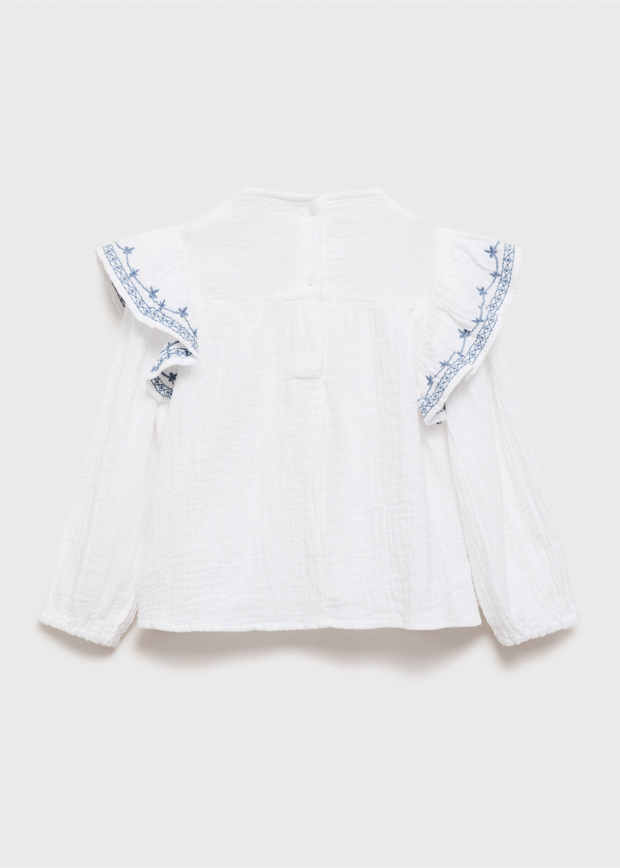 Ruffled embroidered blouse - Reverse of the article, White. Ref: 17064424-00.