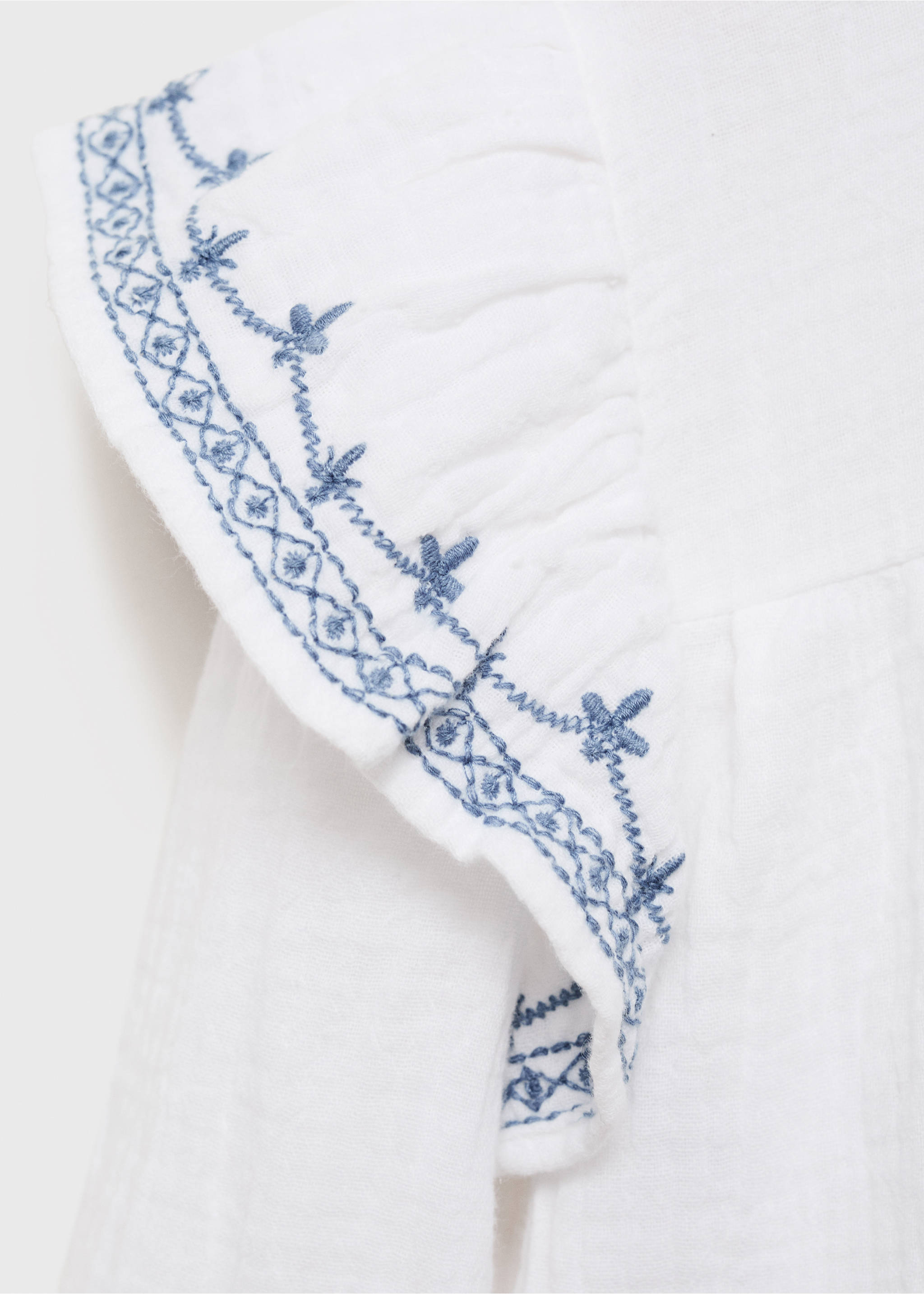 Ruffled embroidered blouse - Details of the article 8, White. Ref: 17064424-00.