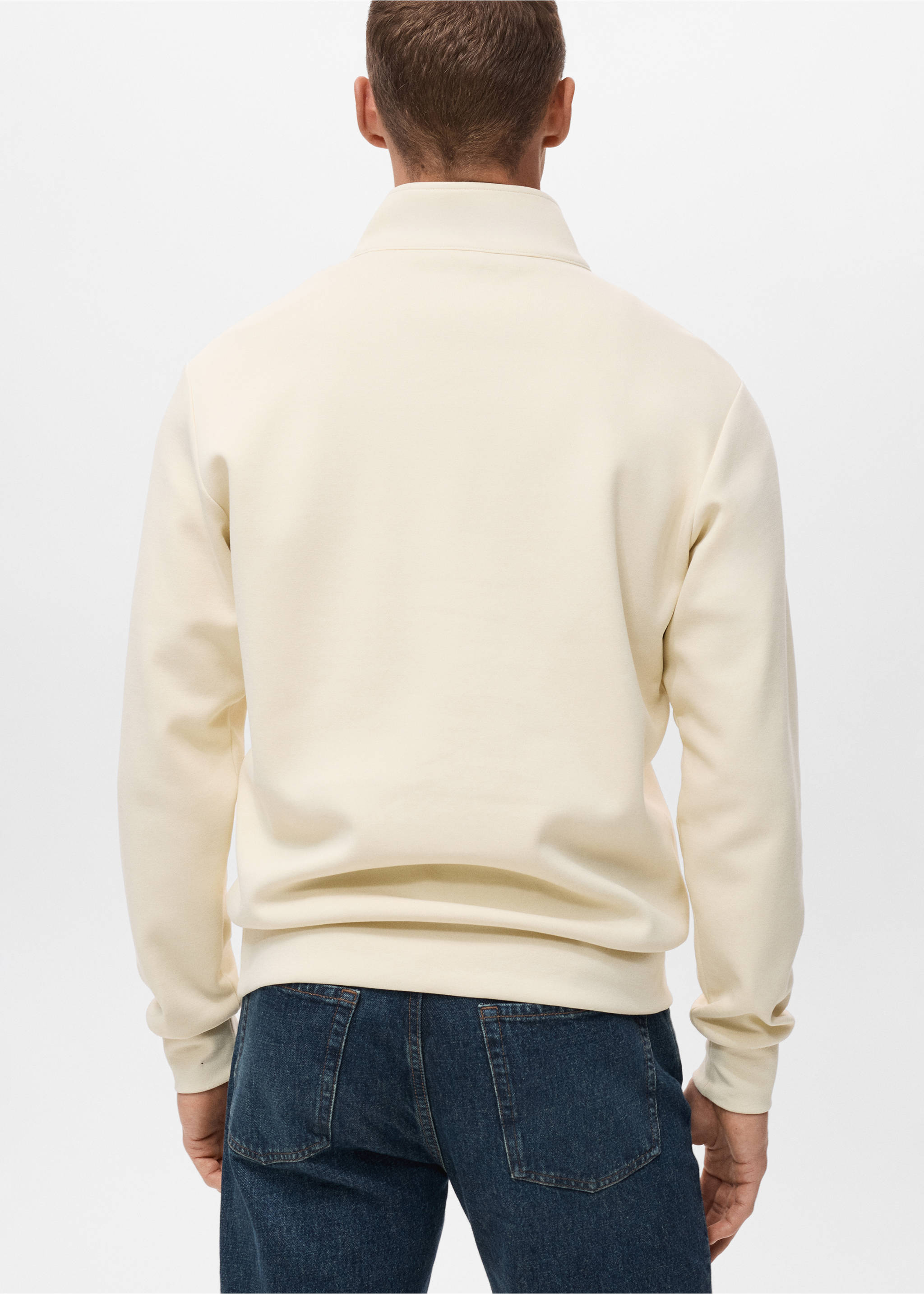 Sudadera algodón regular fit cremallera - Reverso del artículo, Crudo. Ref: 17064426-00.