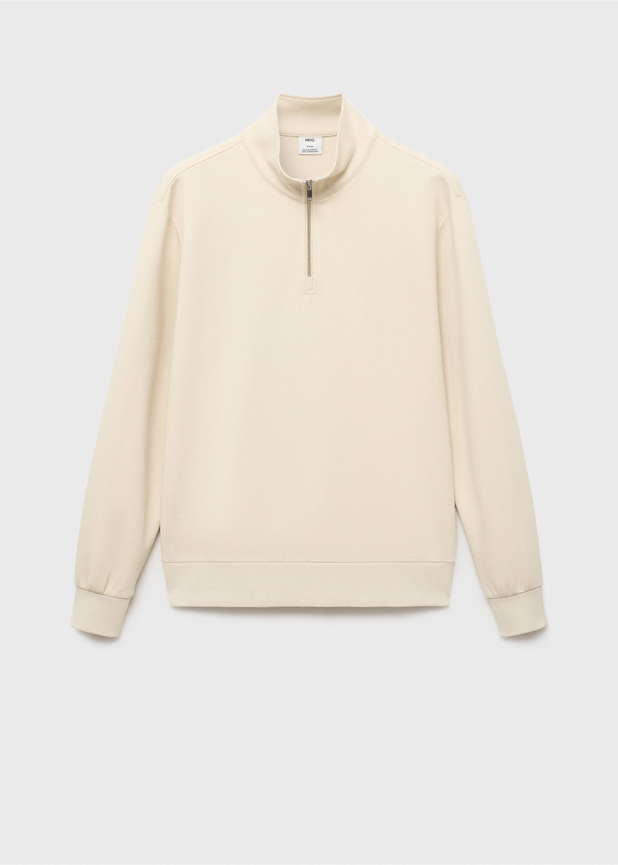 Sweat coton regular-fit à zip - Article sans modèle, Écru. Ref: 17064426-00.