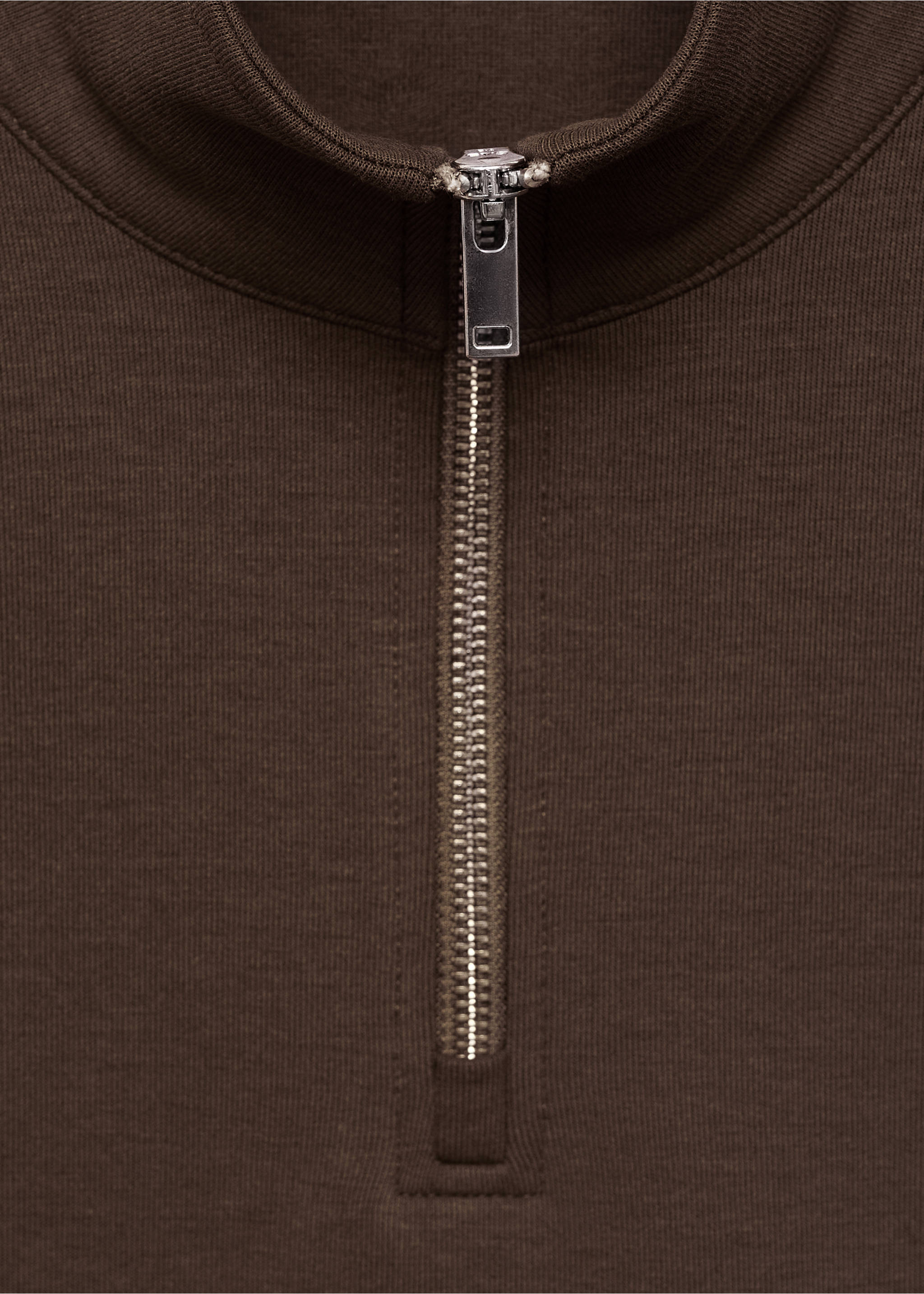 Sudadera algodón regular fit cremallera - Detalle del artículo 8, Chocolate. Ref: 17064426-00.