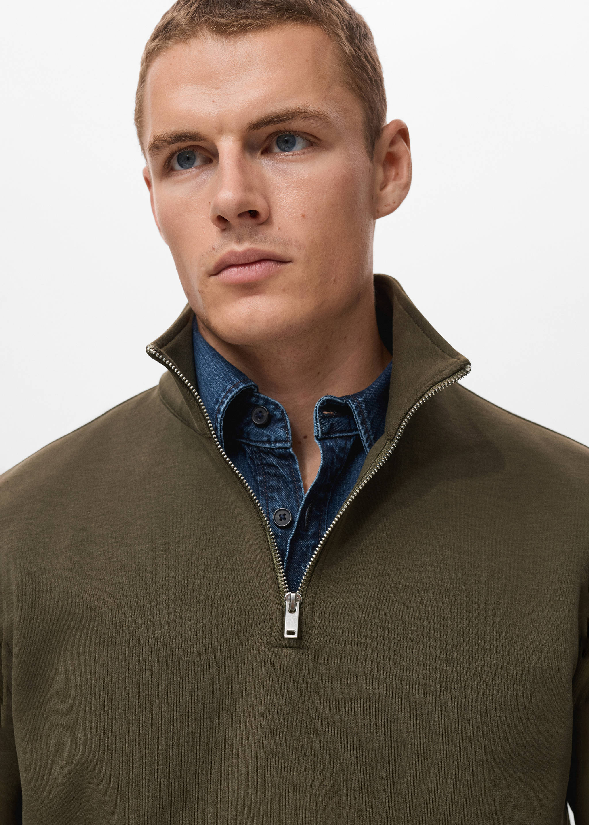 Regular-fit cotton sweatshirt with zip - Details of the article 1