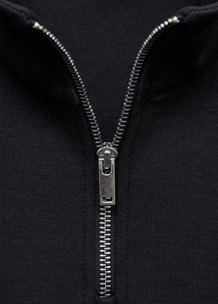 Regular-fit cotton sweatshirt with zip — Navy