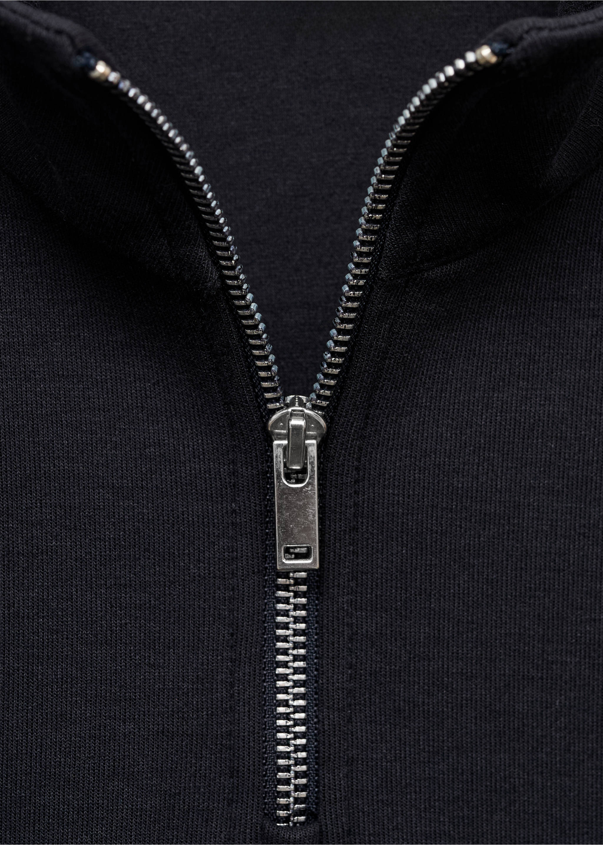 Regular-fit cotton sweatshirt with zip - Details of the article 8, Navy. Ref: 17064426-00.