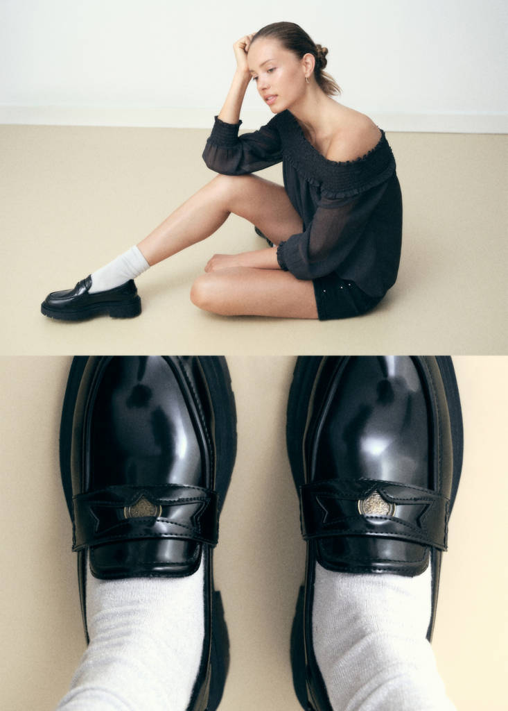 Faux-leather moccasin — Black