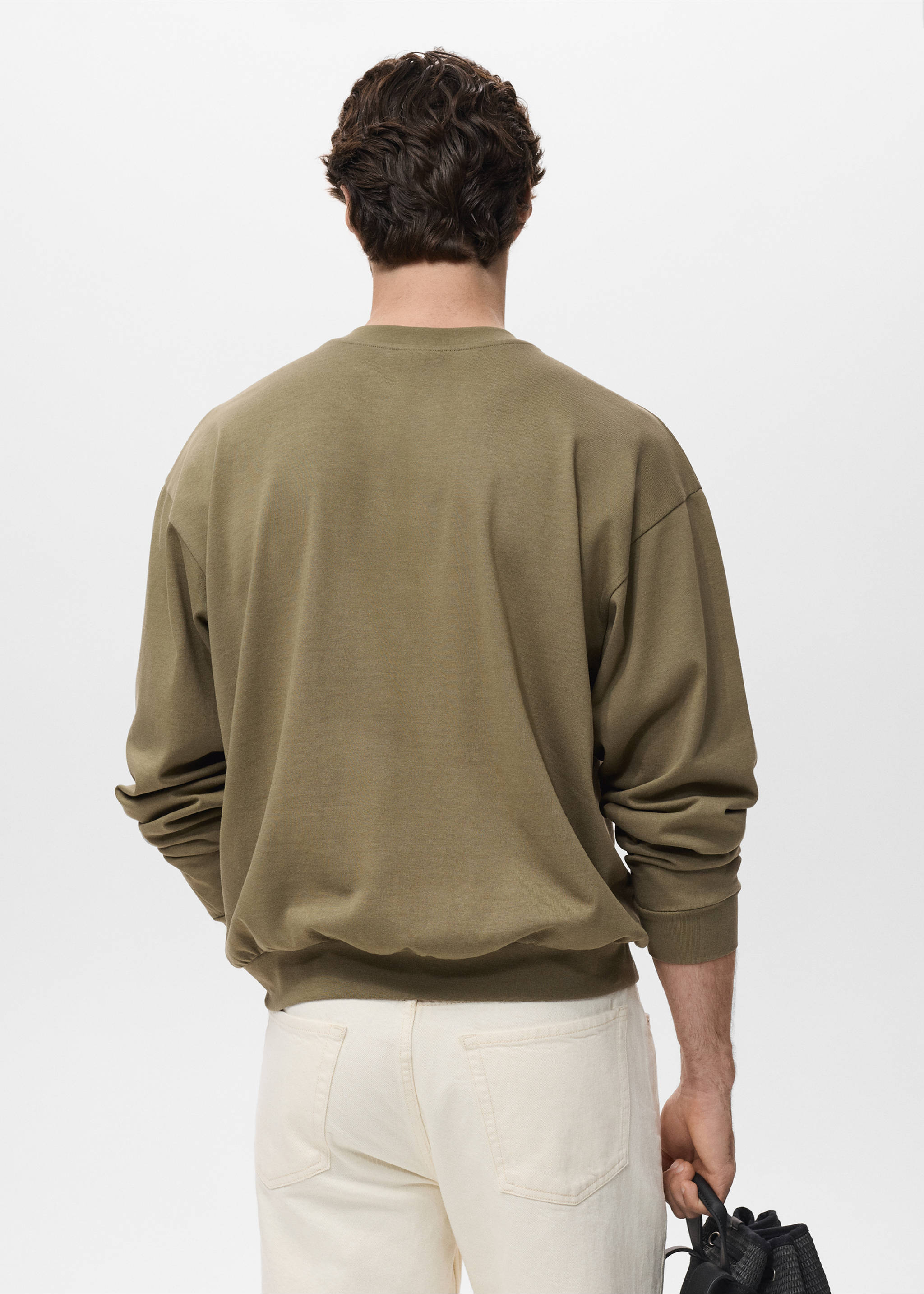 Sudadera 100% algodón relaxed fit - Reverso del artículo, Khaki. Ref: 17064432-00.