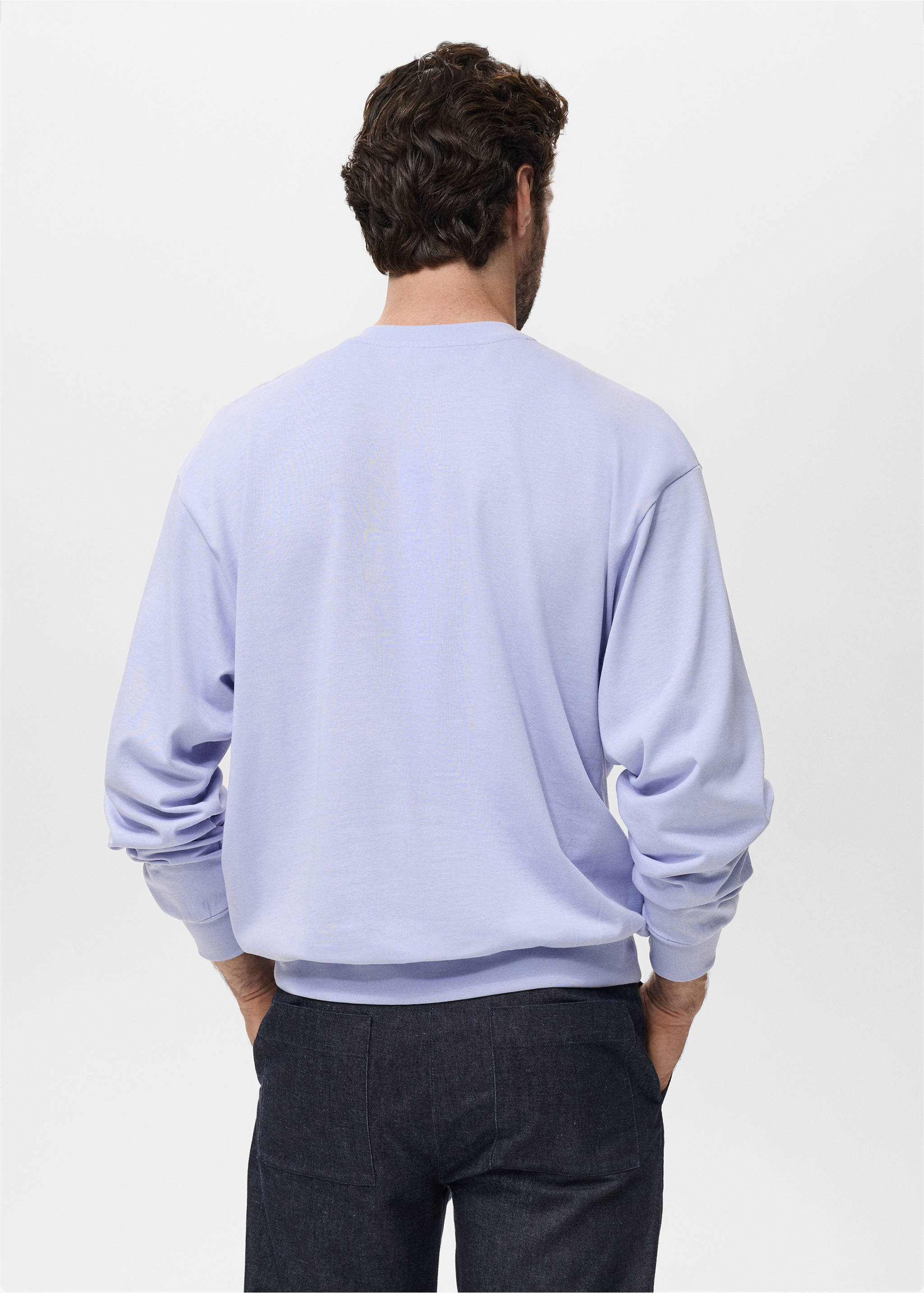 Sudadera 100% algodón relaxed fit - Reverso del artículo, Azul celeste. Ref: 17064432-00.
