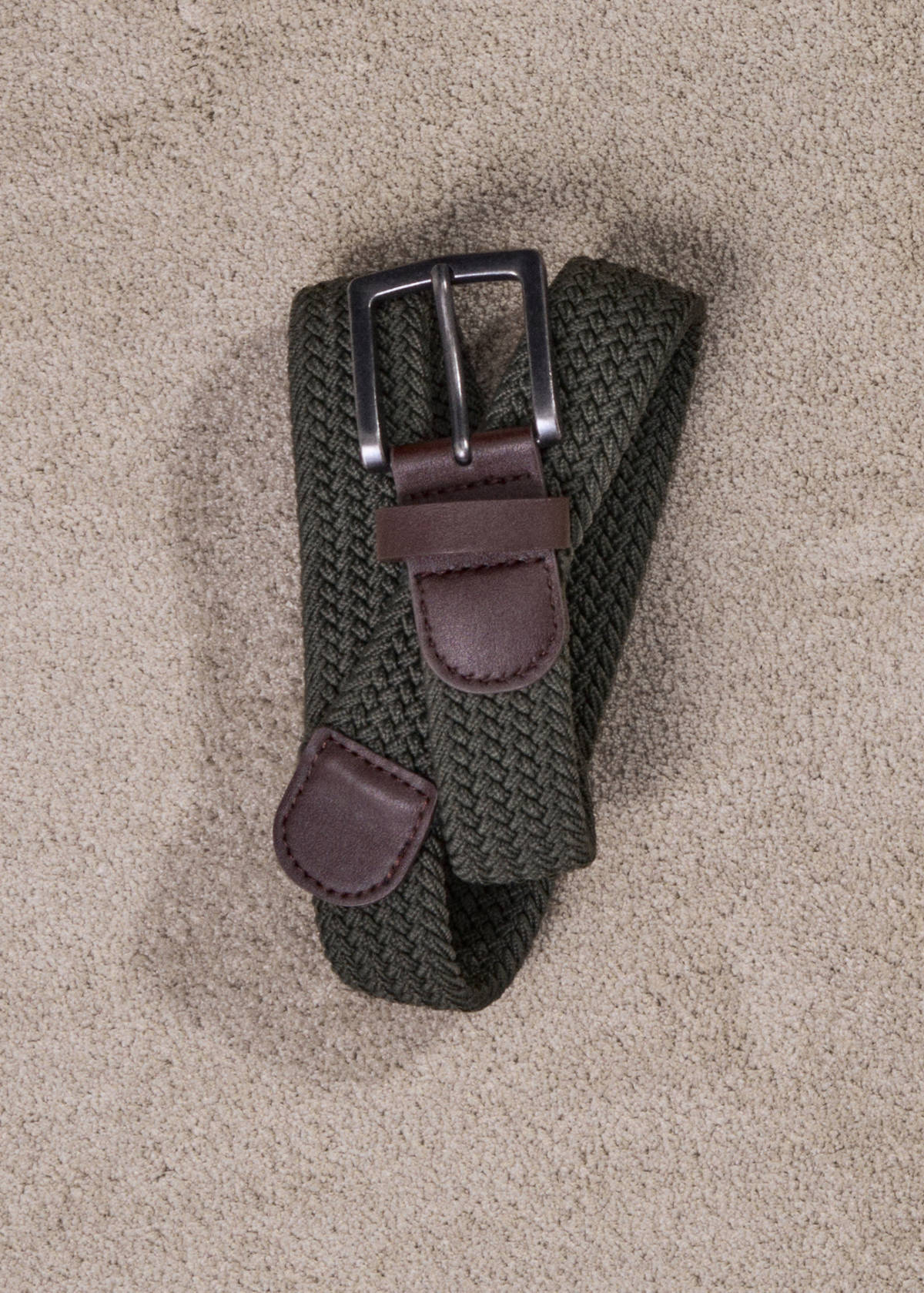 Braided elastic belt — Khaki