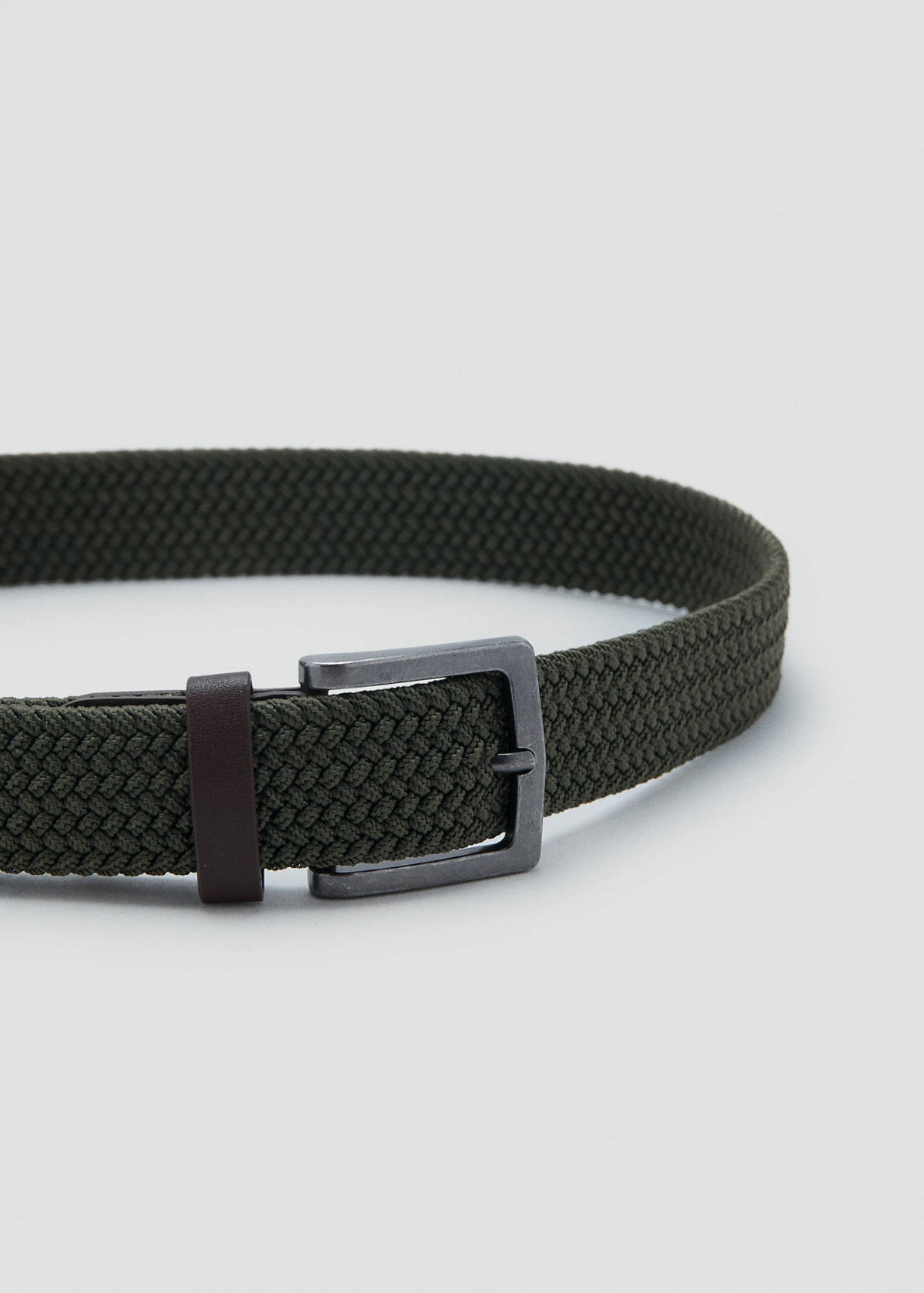 Braided elastic belt — Khaki
