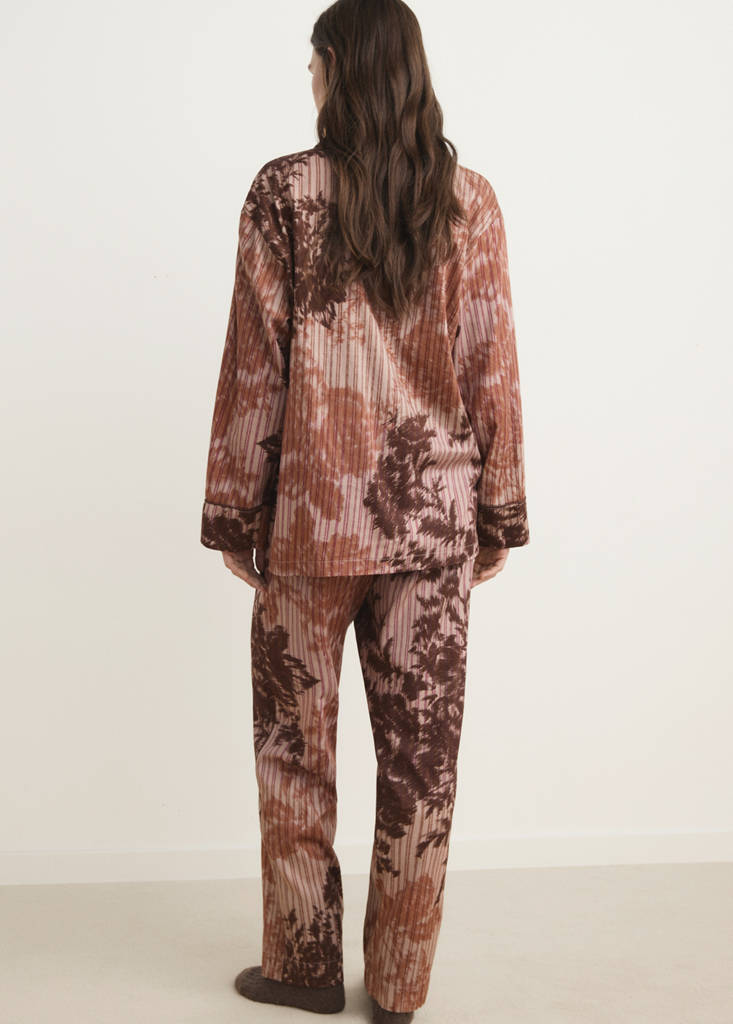 Pyjama bottoms with blurred print — Brown