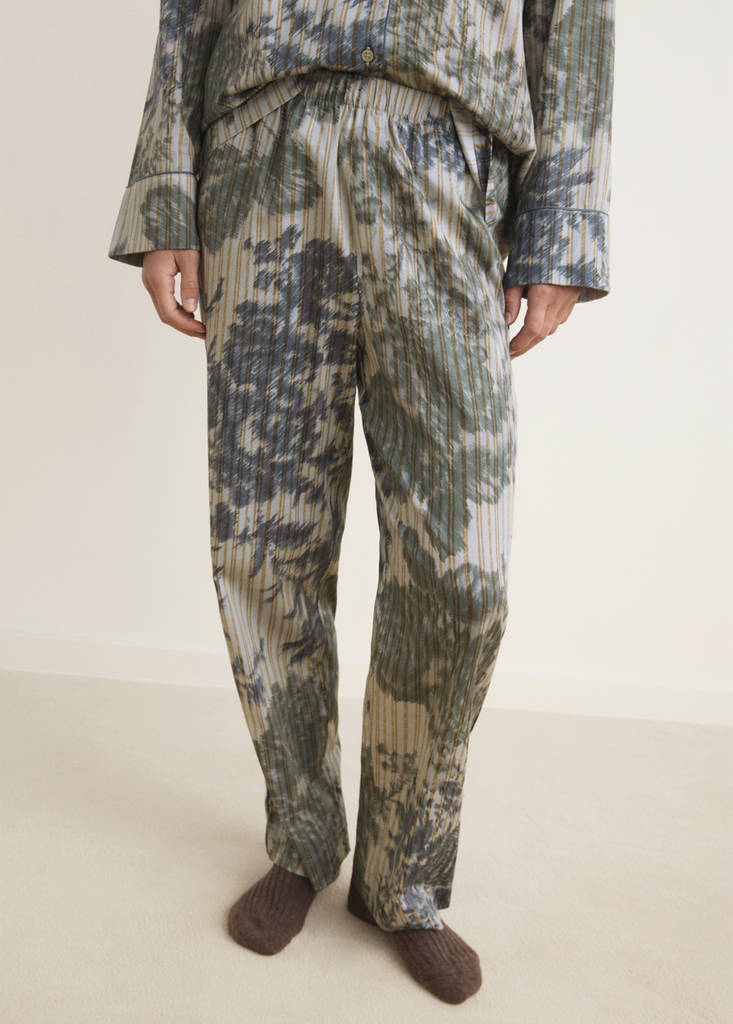 Pyjama bottoms with blurred print — Green