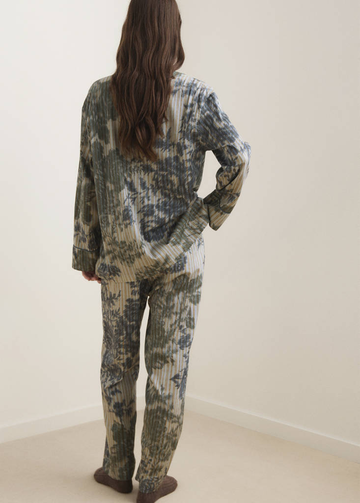 Pyjama bottoms with blurred print — Green
