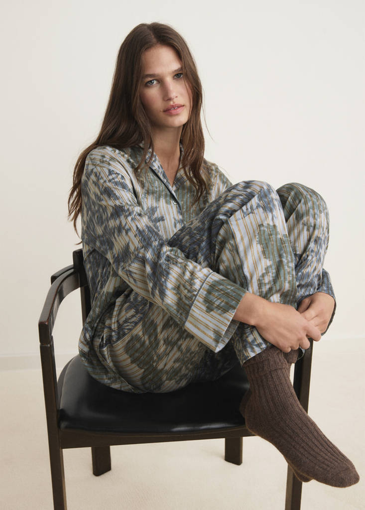 Pyjama bottoms with blurred print — Green