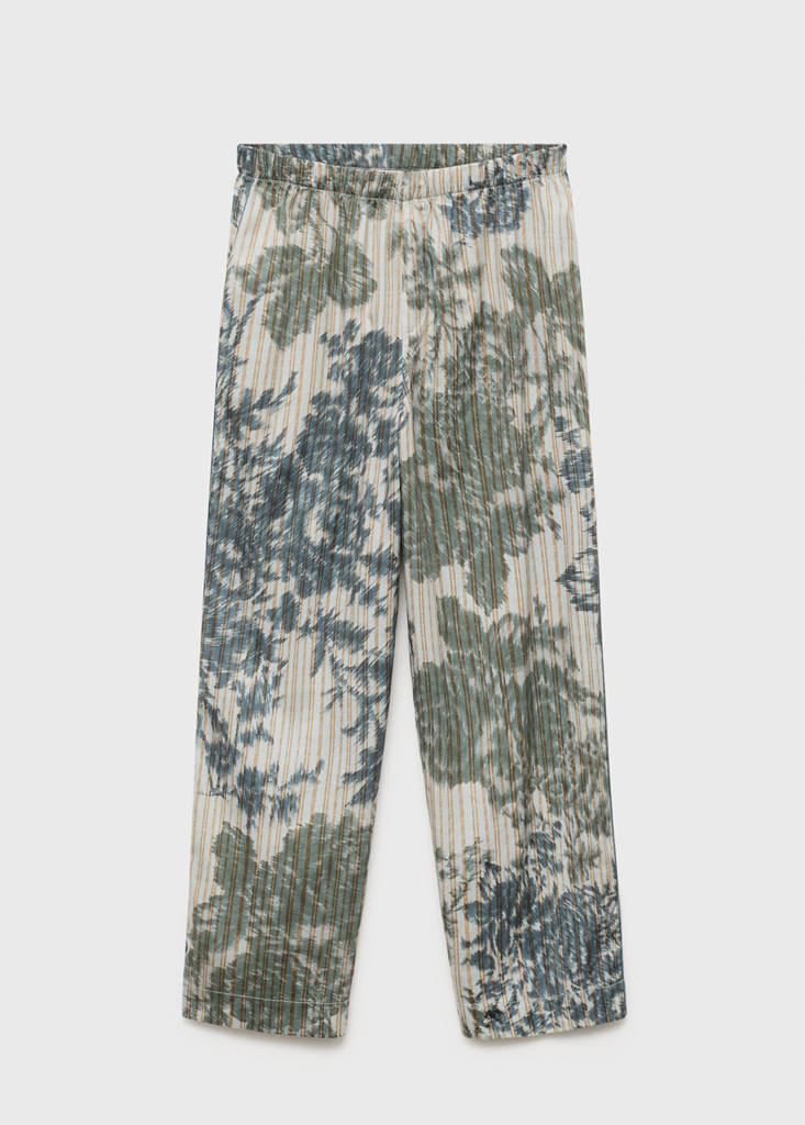 Pyjama bottoms with blurred print — Green