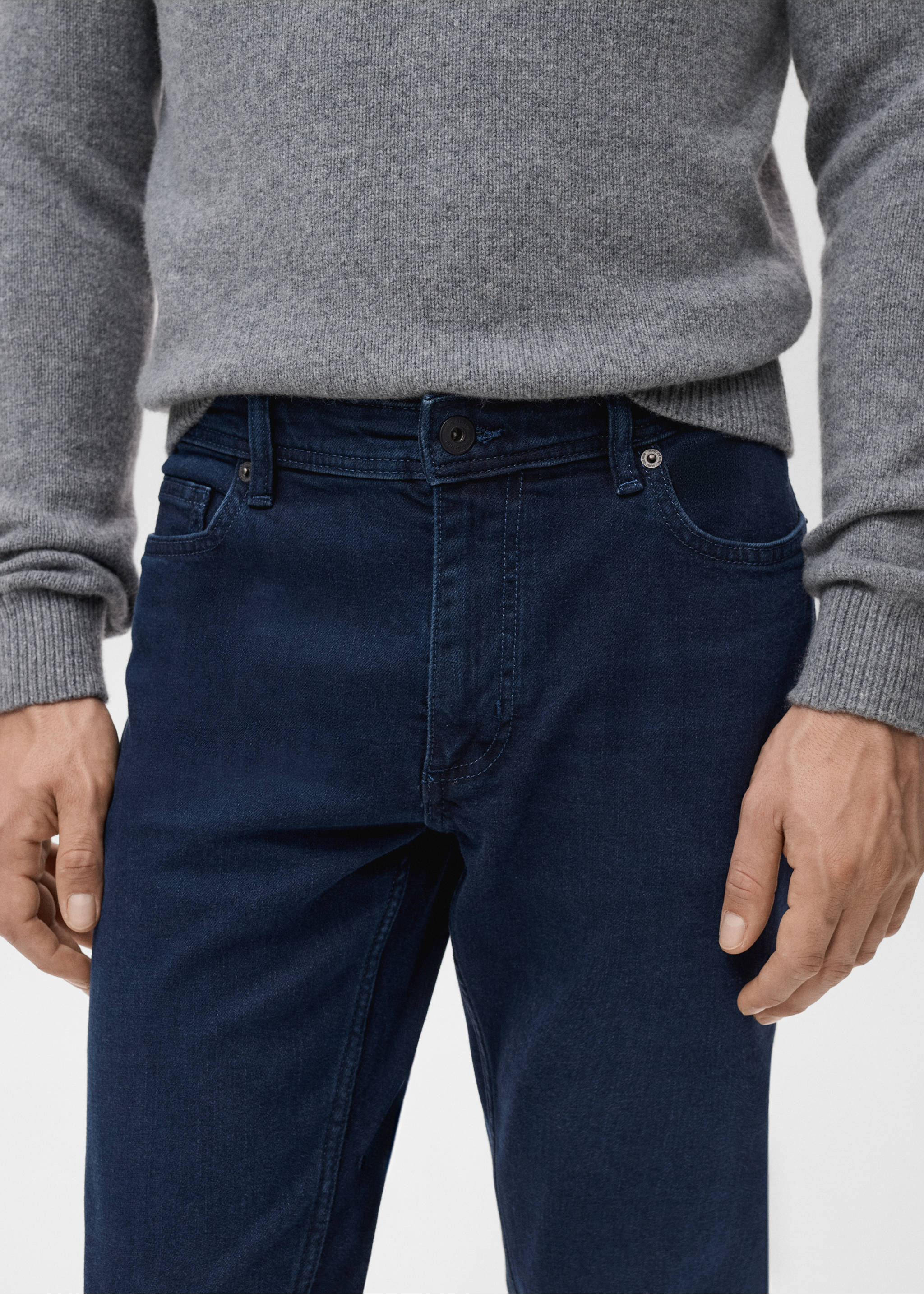 Jean Jan slim fit noir bleuté - Détail de l'article 1, Bleu foncé intense. Ref: 17064438-00.