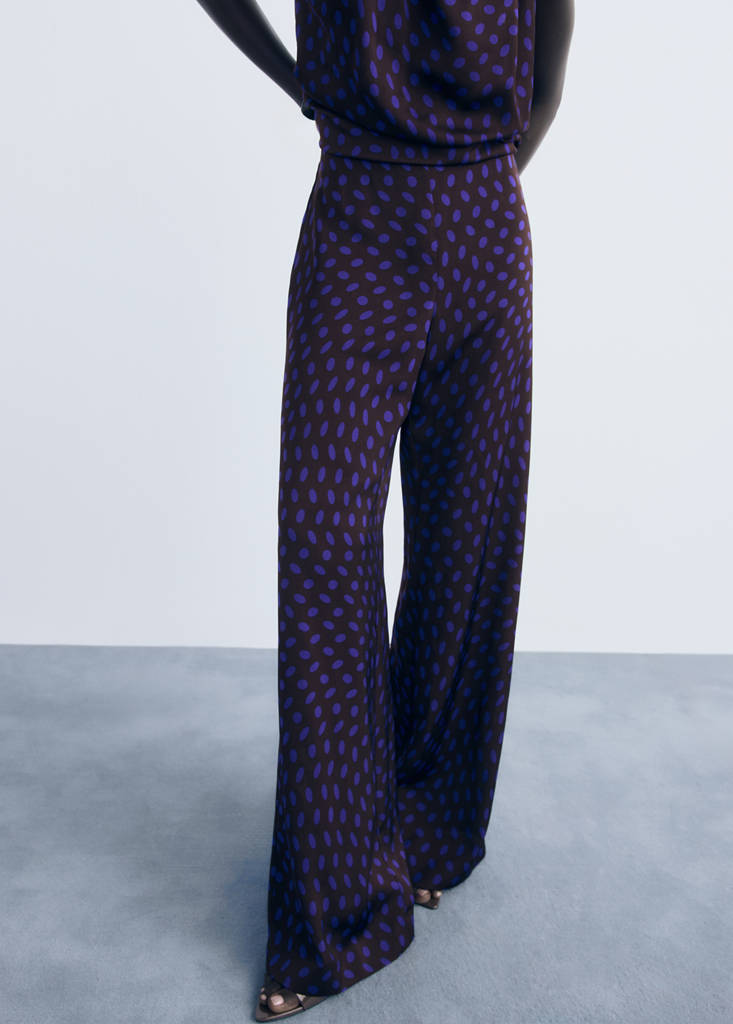 Polka dots flare trousers — Brown