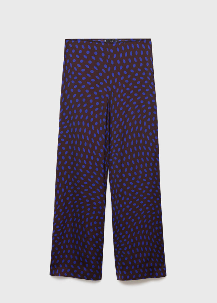 Polka dots flare trousers — Brown