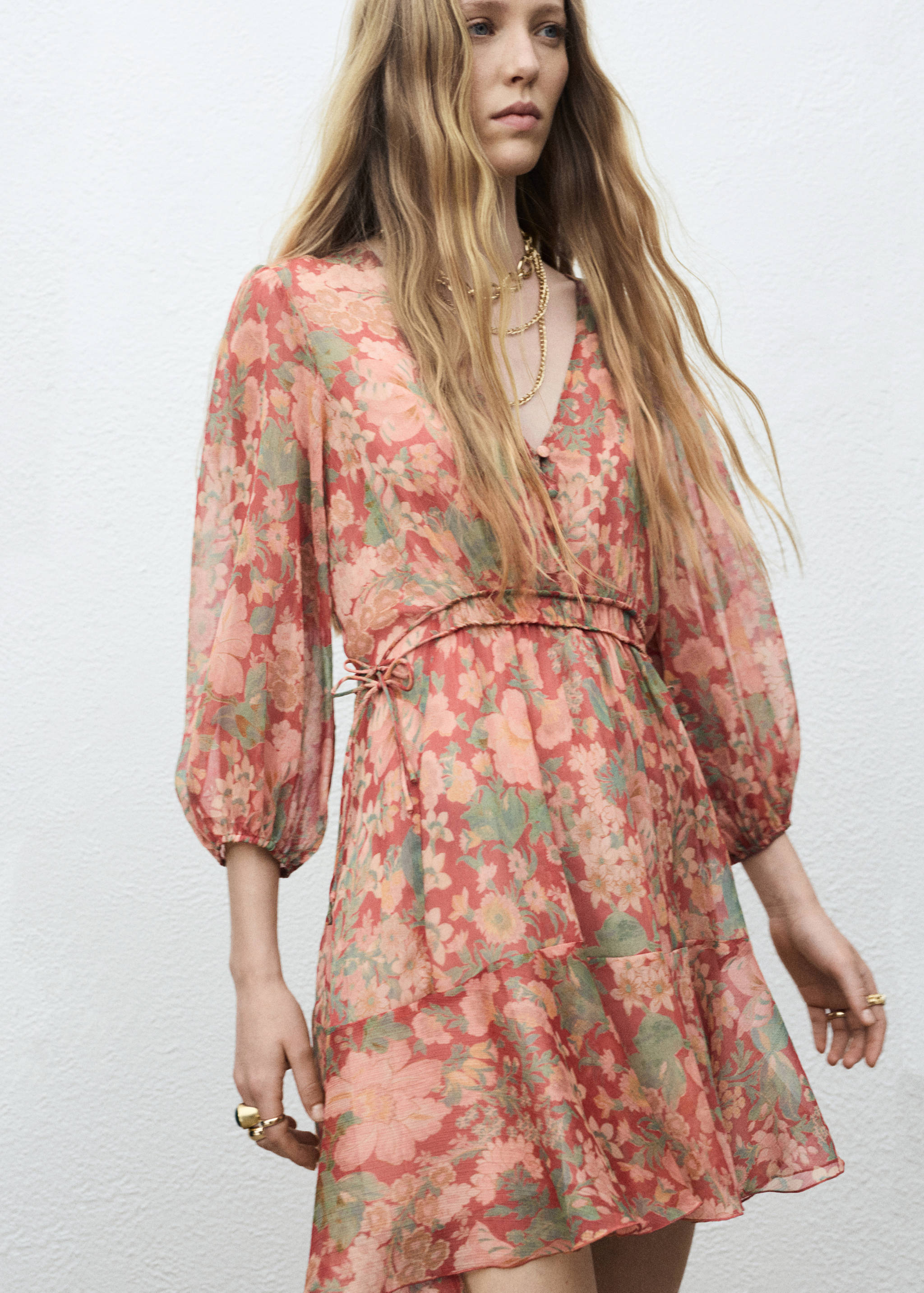 Floral puff-sleeve dress - Medium plane