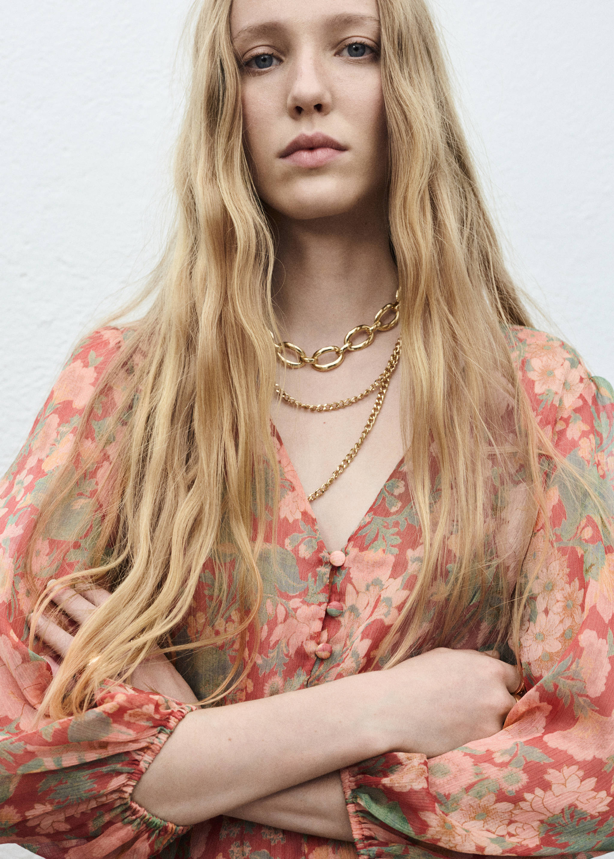 Floral puff-sleeve dress - Details of the article 1