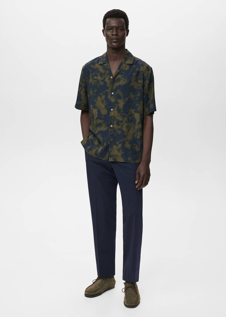 MANGO MAN - Chemise regular-fit fluide imprimée olive - XL