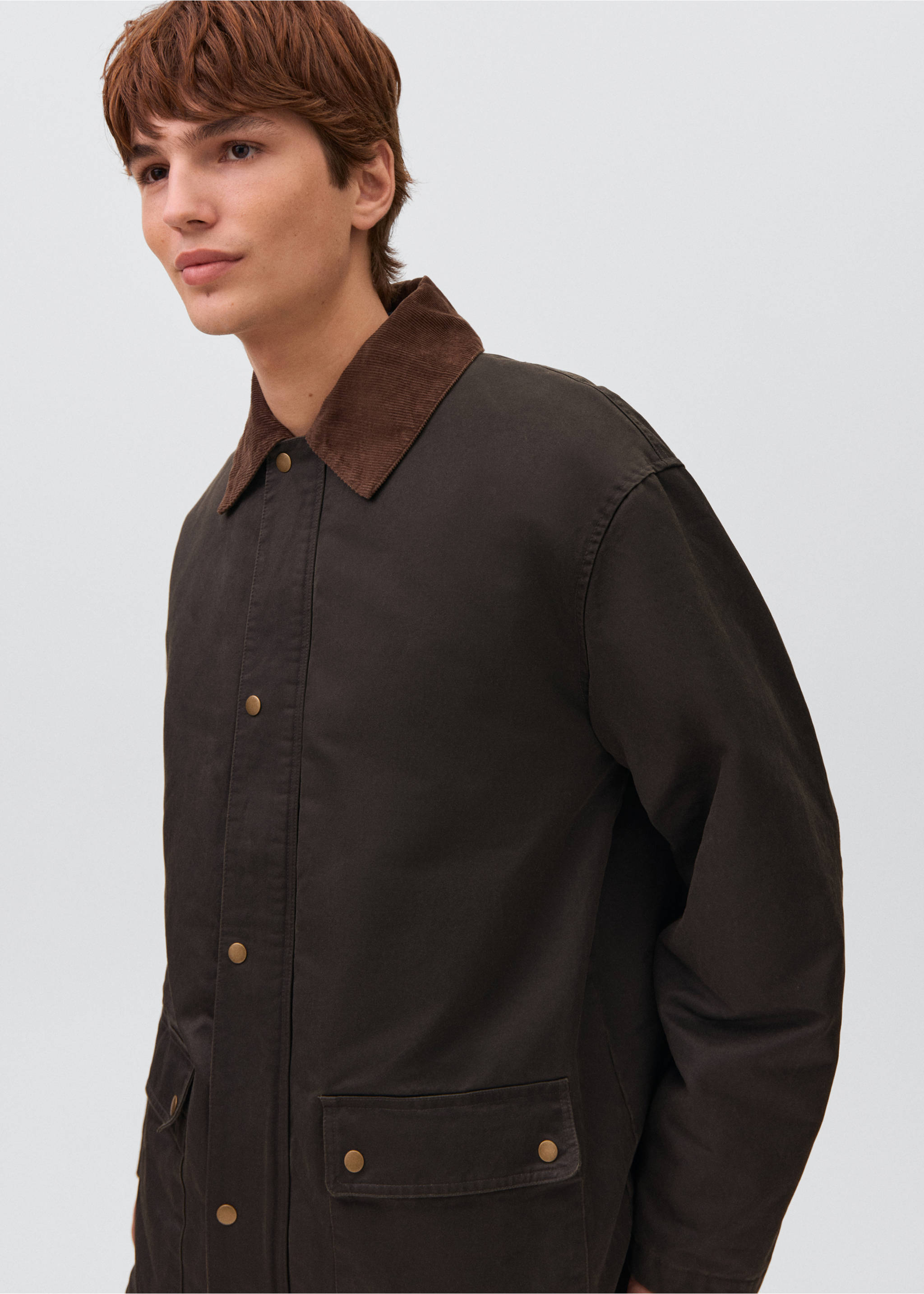 Parka cuello contraste - Detalle del artículo 6, Khaki. Ref: 17064773-00.