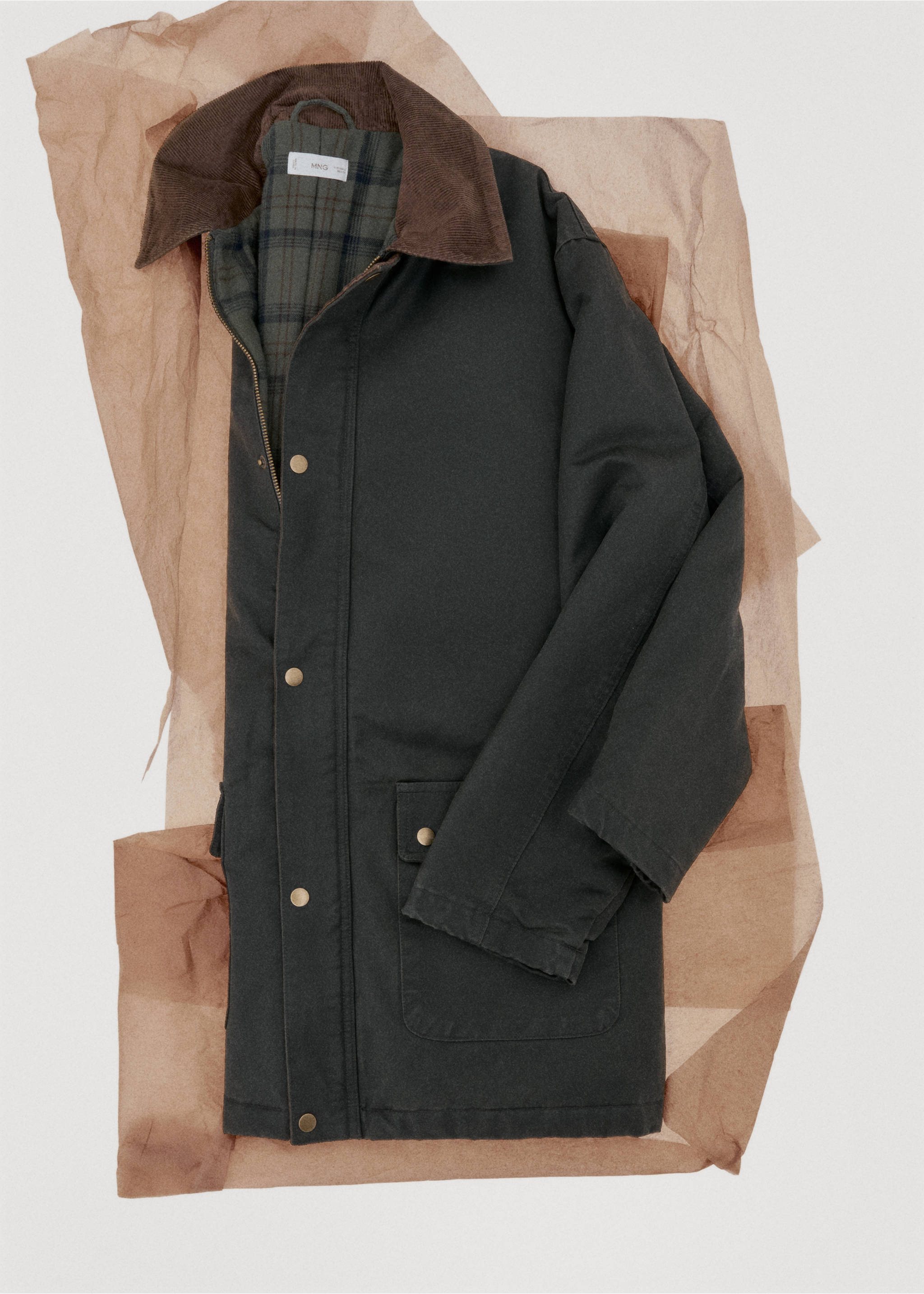 Parka cuello contraste - Detalle del artículo 7, Khaki. Ref: 17064773-00.