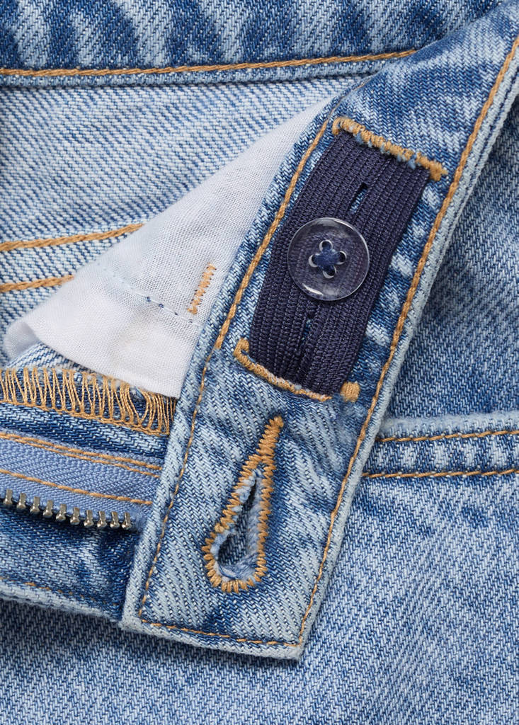 Mom fit decorative rips jeans — Medium Blue
