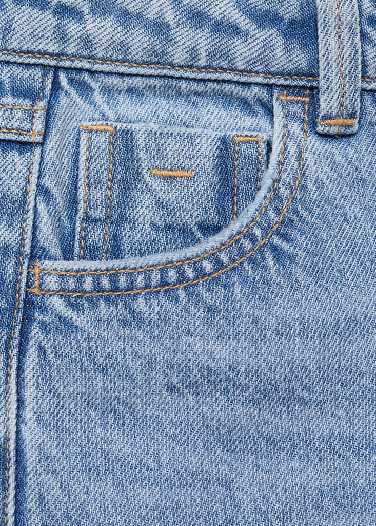 Mom fit decorative rips jeans — Medium Blue