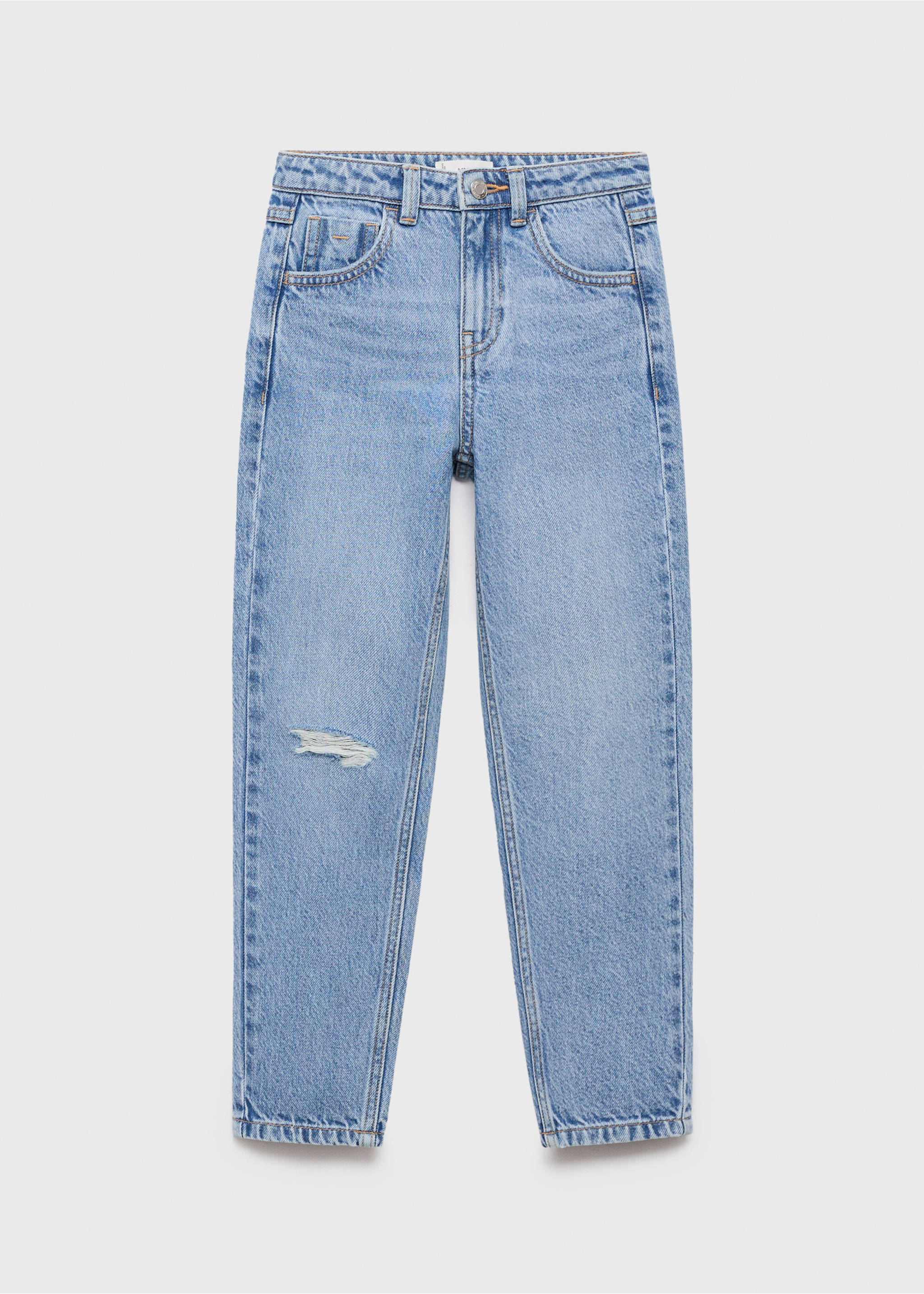 Mom fit decorative rips jeans - Article without model, Medium Blue. Ref: 17064775-00.