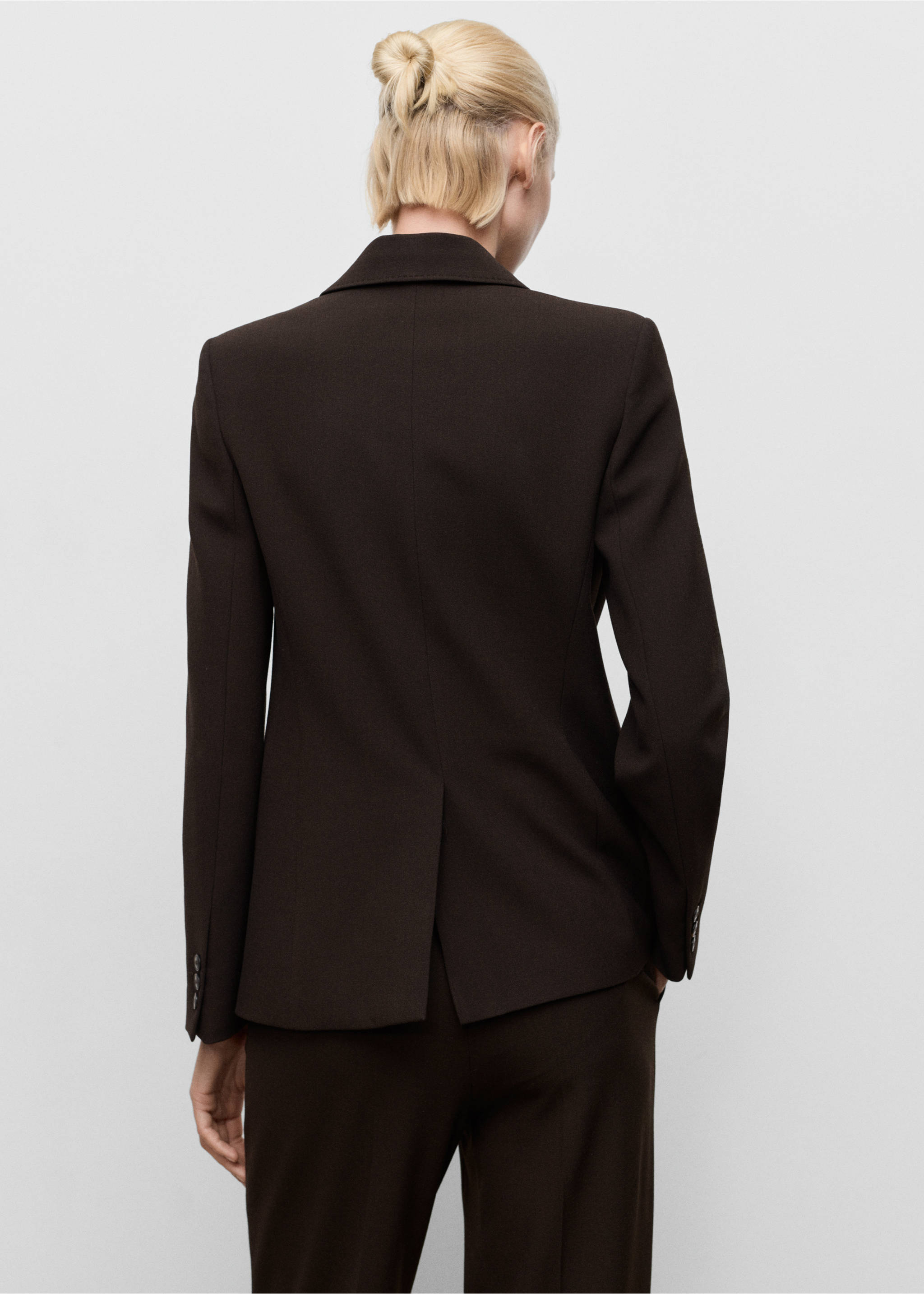 Blazer costume droit - Verso de l’article, Chocolat. Ref: 17064786-00.