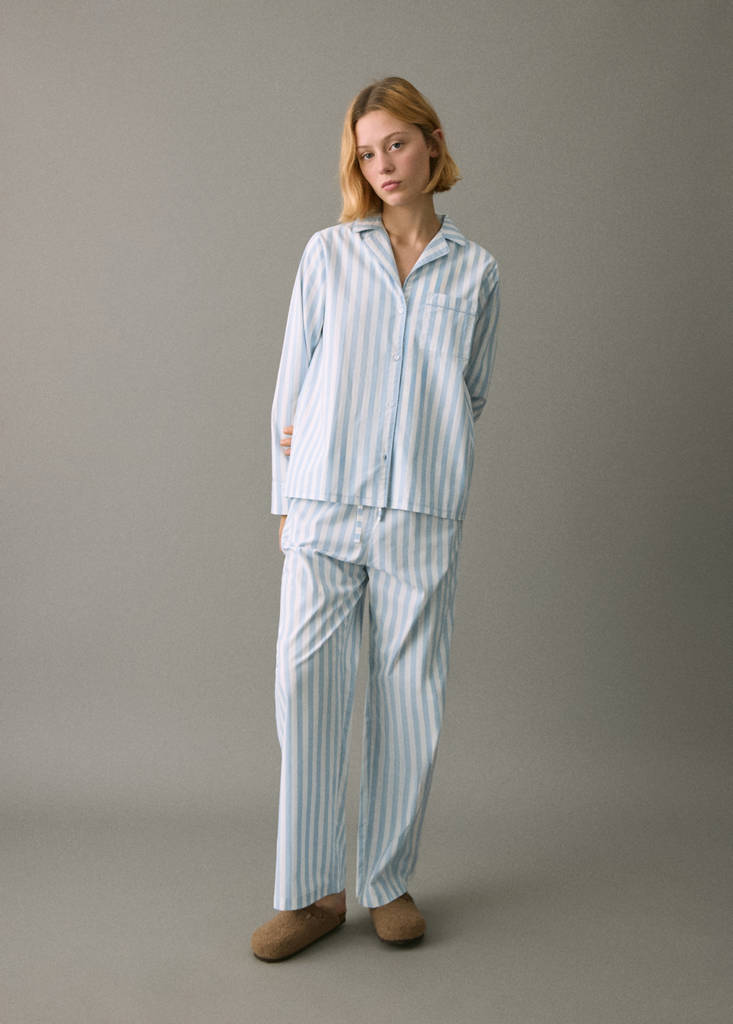Striped long pyjamas — Sky Blue