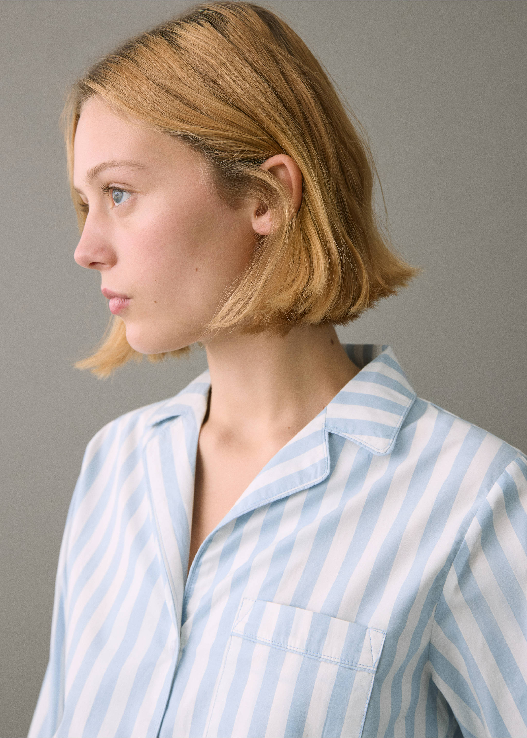 Пижама с брюками в полоску - Деталь изделия 1, Небесно-голубой. Ref: 17064787-00.