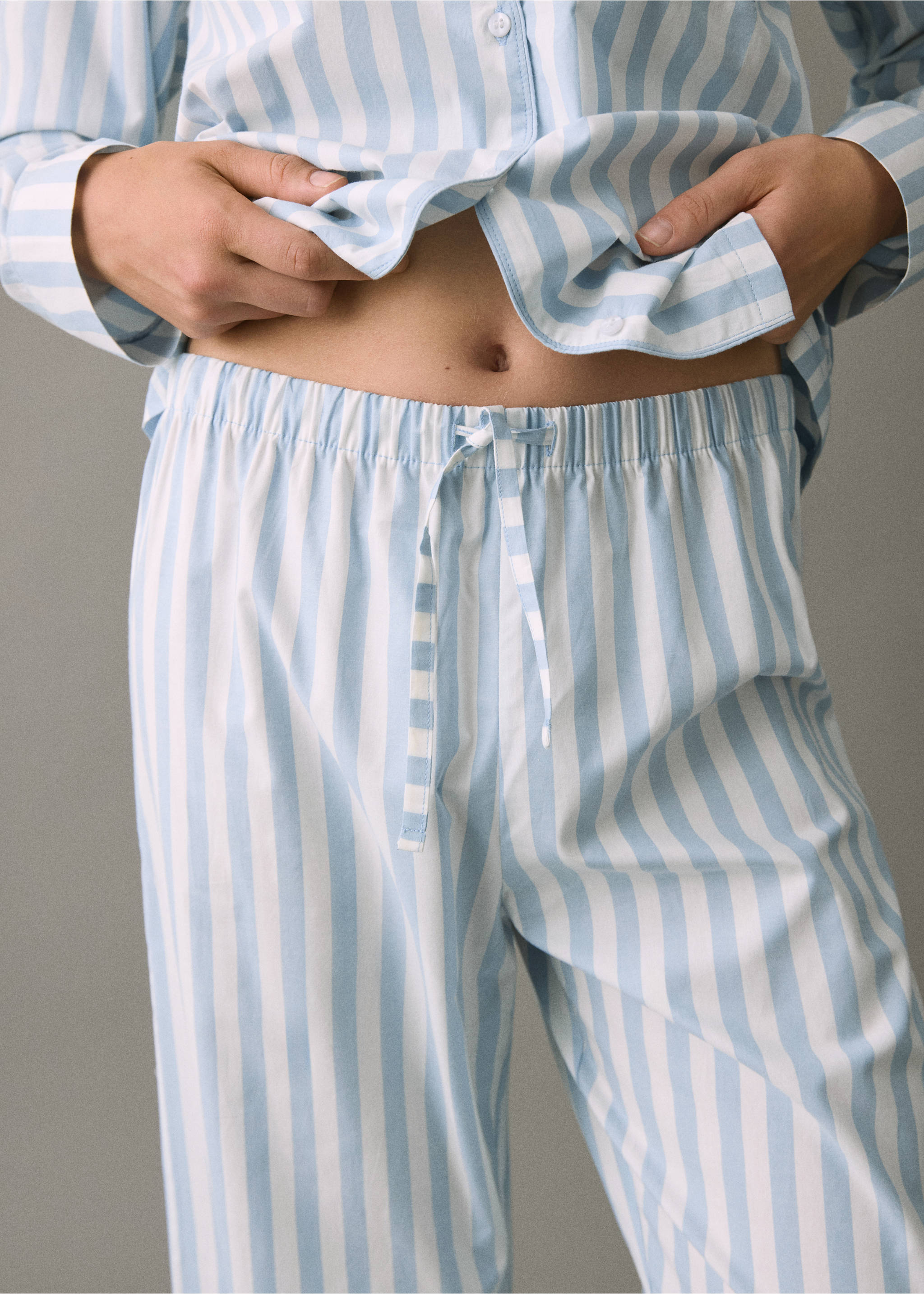 Пижама с брюками в полоску - Деталь изделия 6, Небесно-голубой. Ref: 17064787-00.