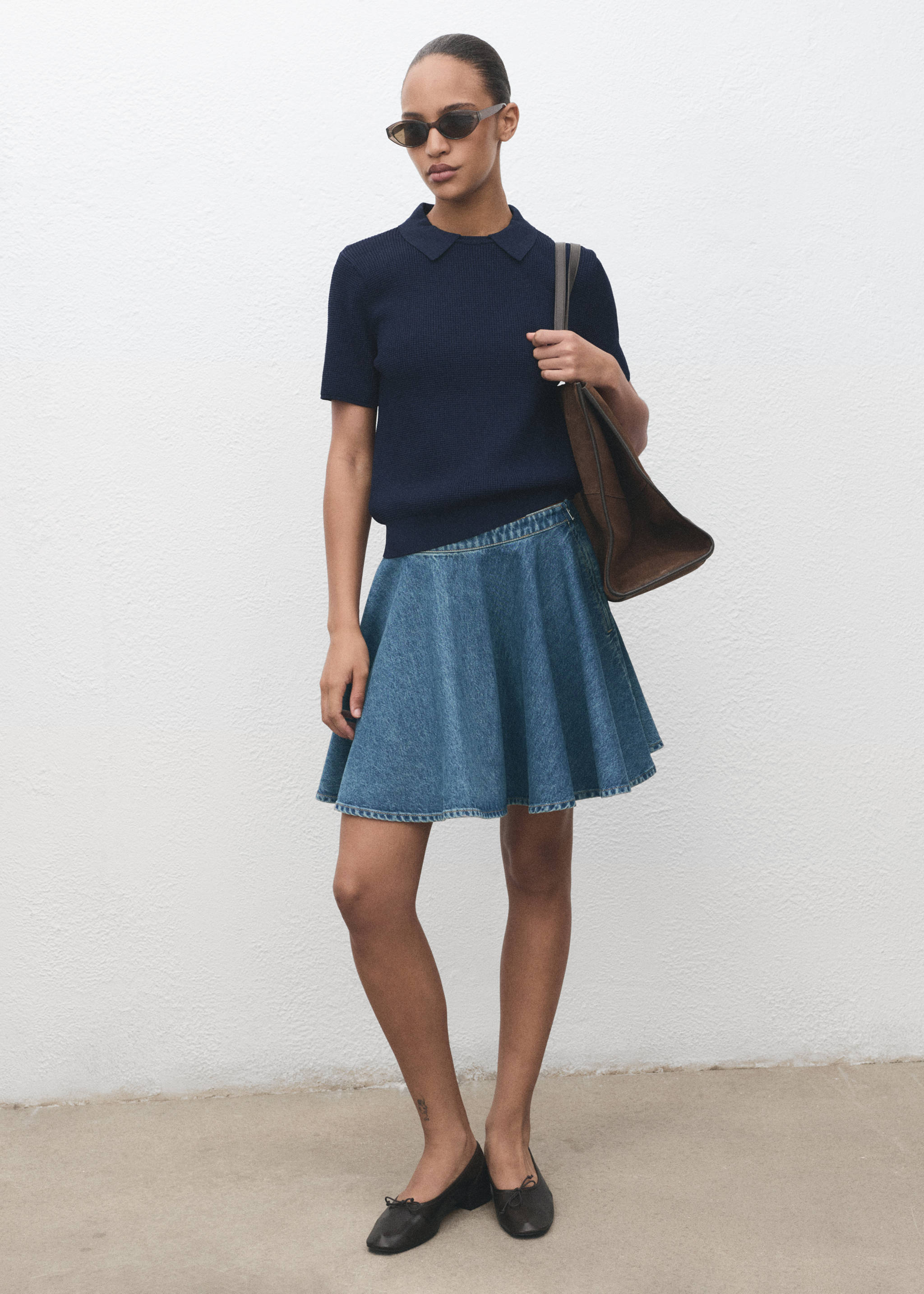 Short denim skirt - General plane