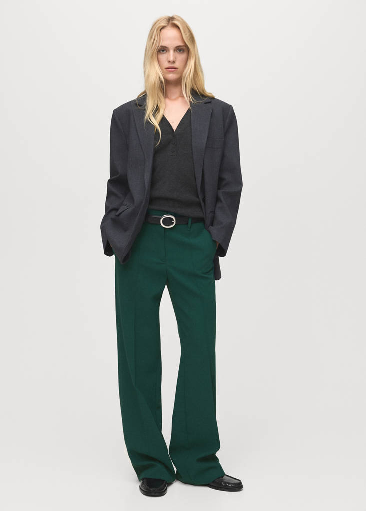 MANGO - Pantalon droit taille normale vert - 40