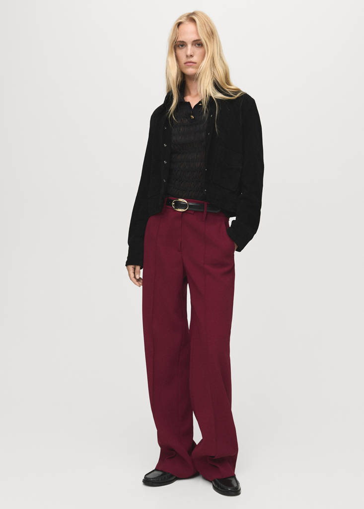 MANGO - Pantalon droit taille normale bordeaux - 40