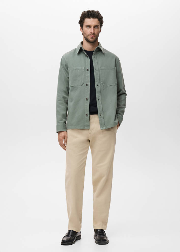 MANGO MAN - Surchemise en jean poches vert moyen - XS